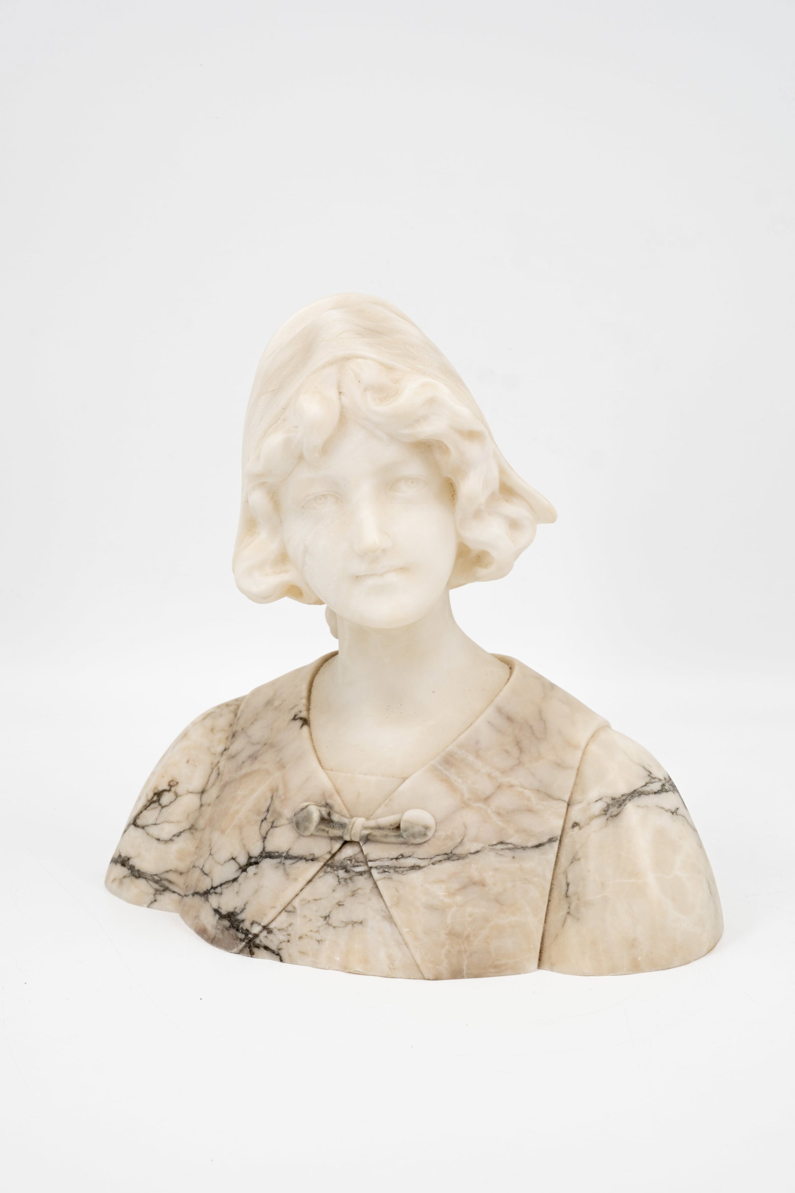 Gustave VAN VAERENBERGH (1873-1927) An antique carved alabaster marble bust sculpture (1 of 9)