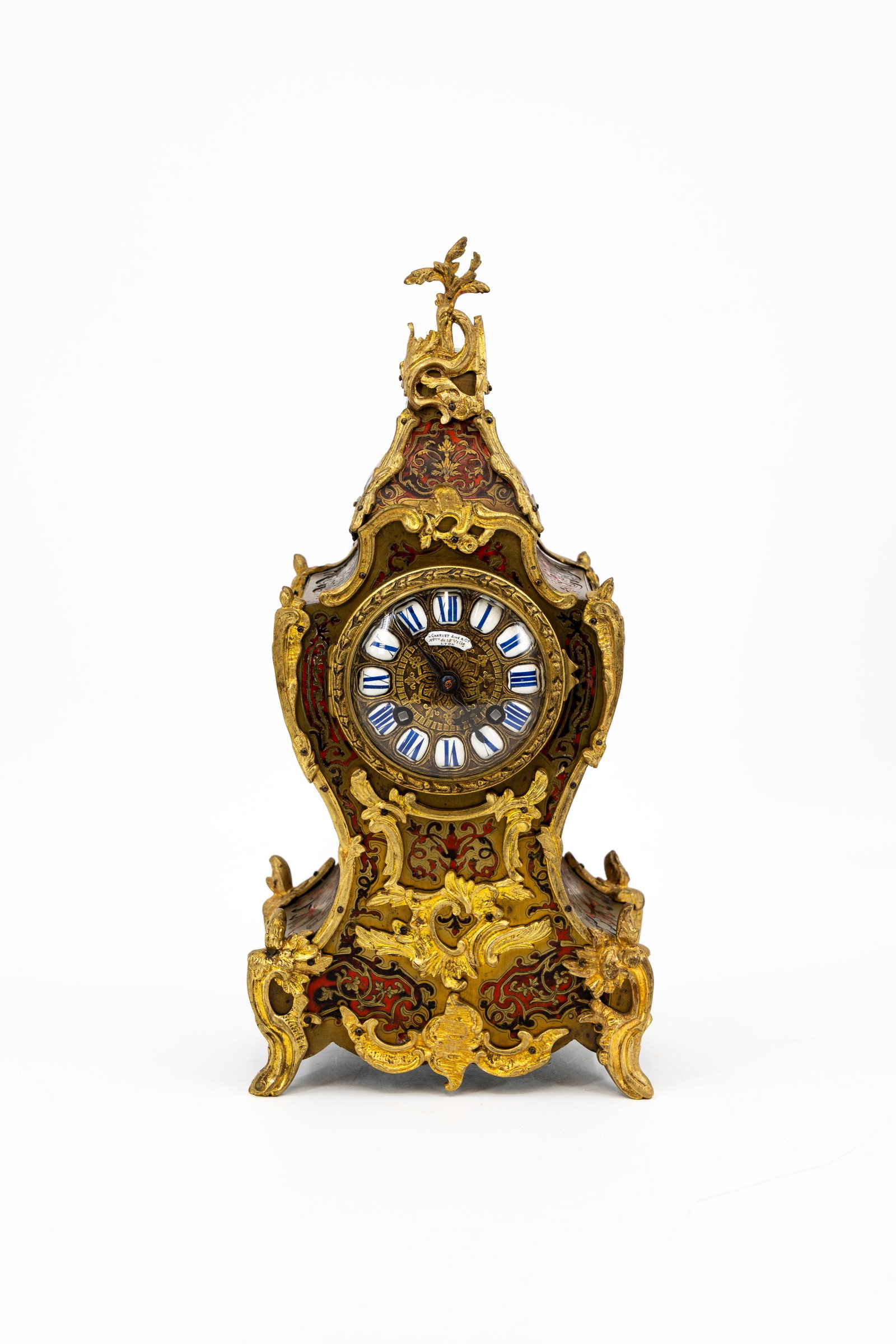 An antique Louis XV Boulle-style cartel clock with gilt bronze mountings (1 of 10)