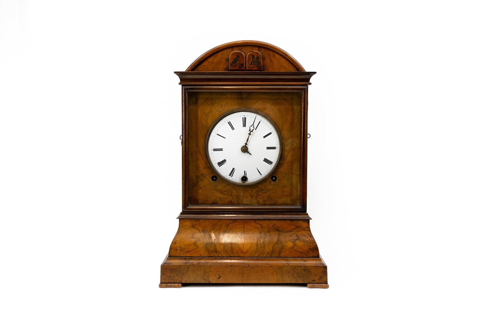 An antique German Black forest walnut wooden clock with bird automaton (1 of 13)
