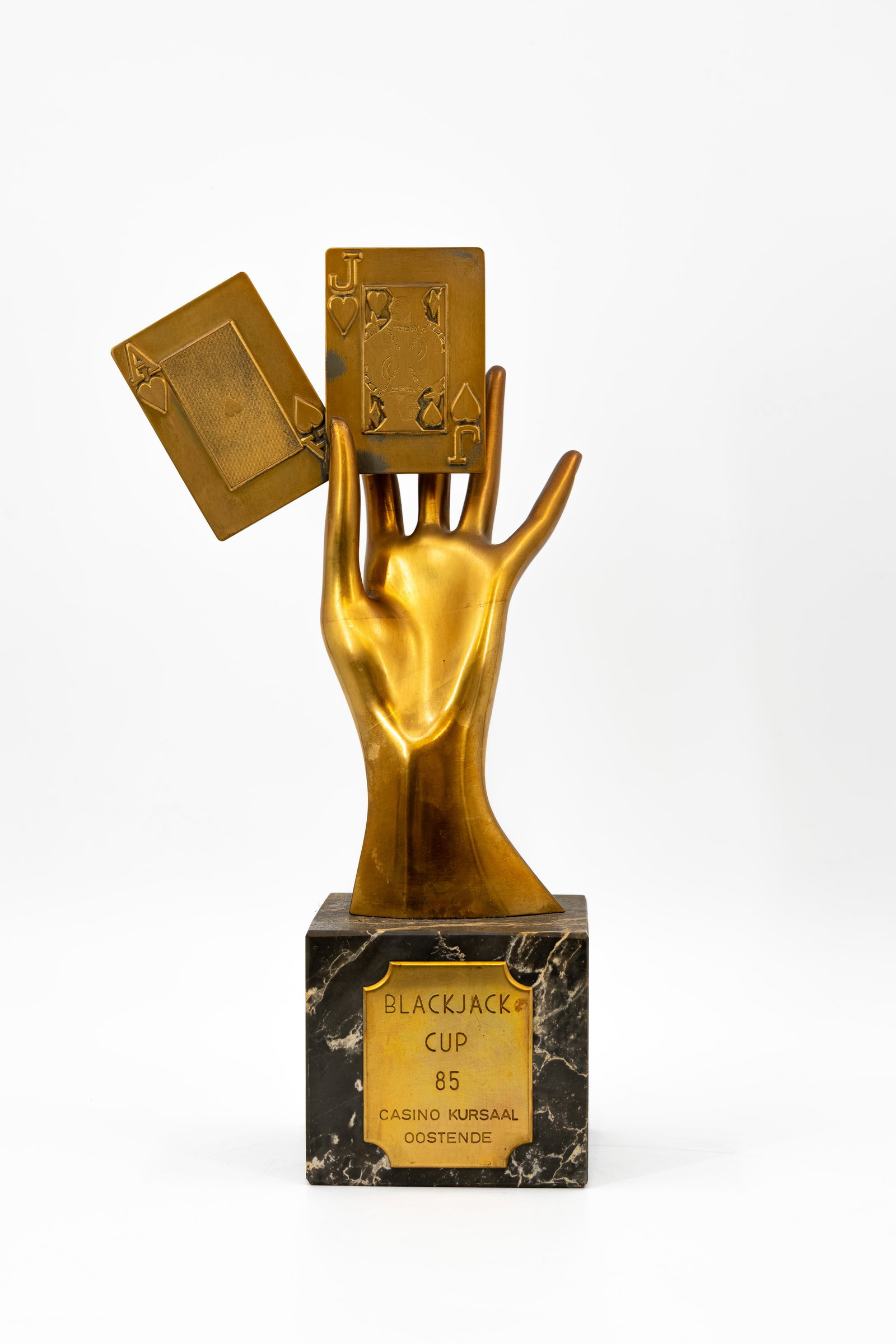 A 20th century polished bronze blackjack trophy (1 of 9)