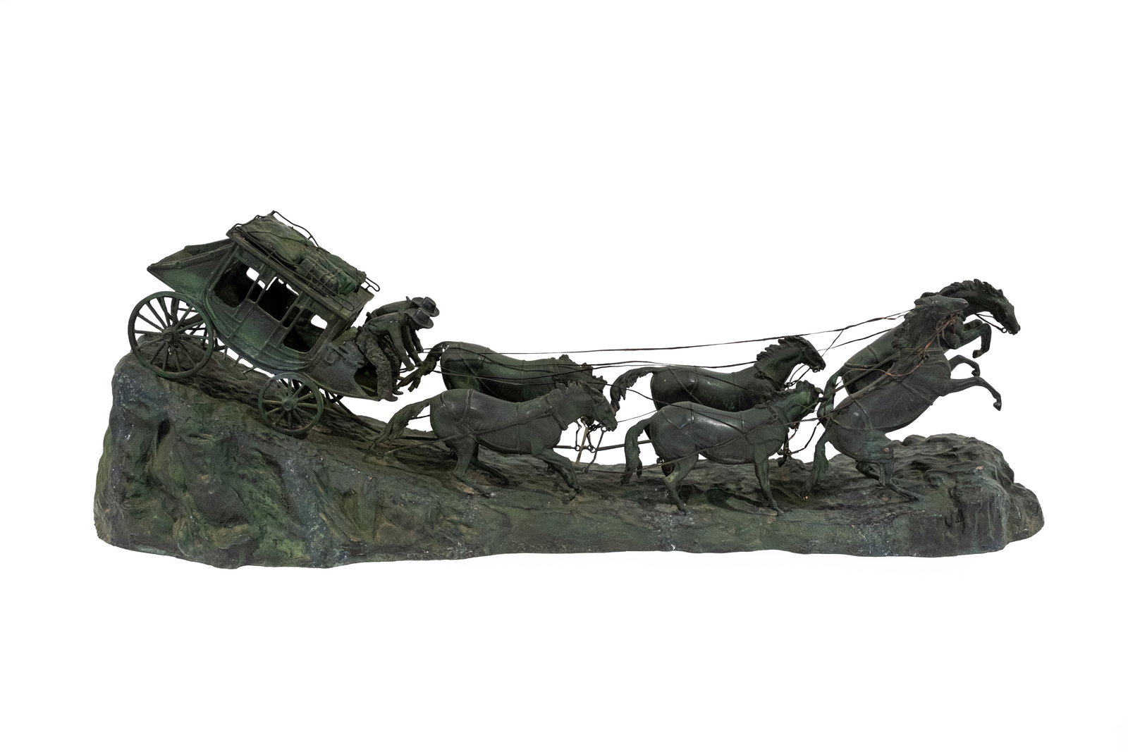 Charles Marion RUSSEL (1864-1926) after. A large and imposing 20th-century bronze sculpture group: After Charles Marion RUSSEL (1864-1926). A large and imposing 20th-century bronze sculpture group representing a western carriage drawn by six horses. Circa 1970s. One horse is slightly loose. Conditi