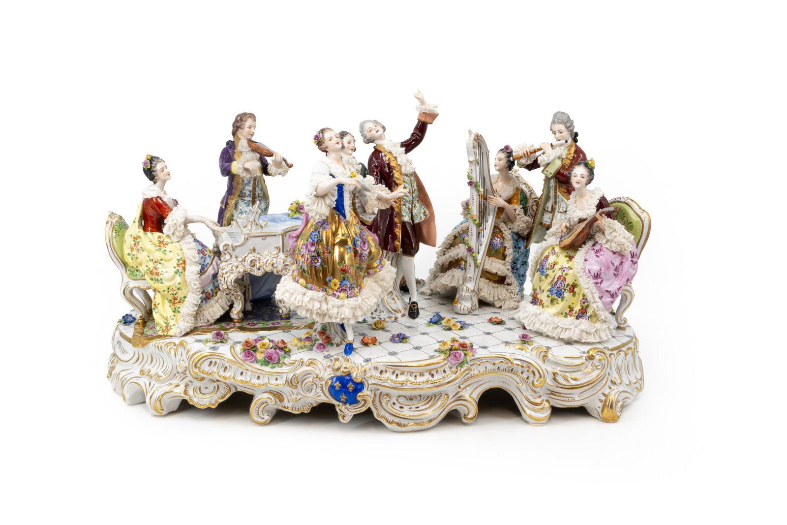 A large and imposing German Volkstedt Rococo musical figural porcelain group (1 of 10)