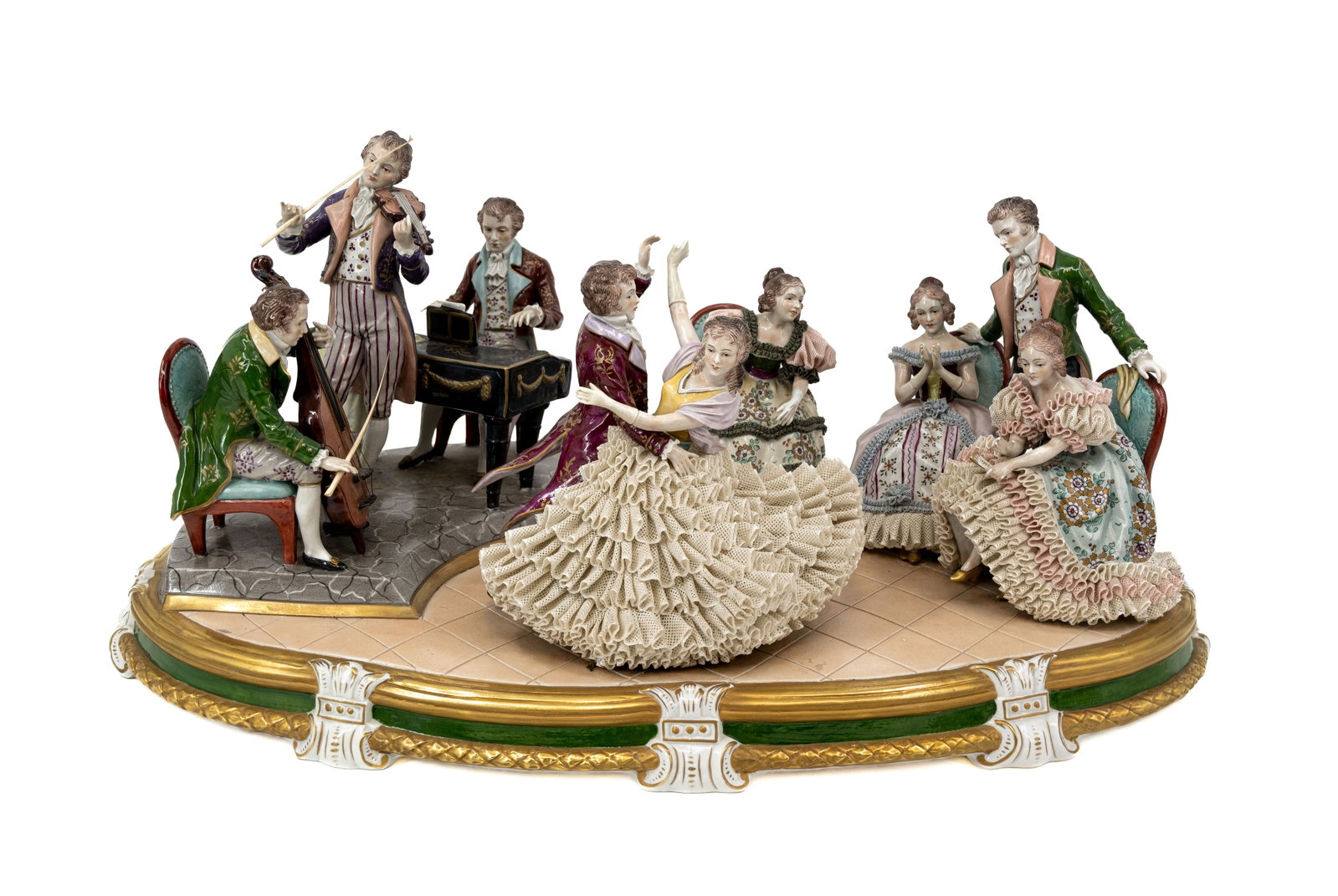 A large Sitzendorf Thuringia Rococo-style musical figural porcelain group (1 of 9)