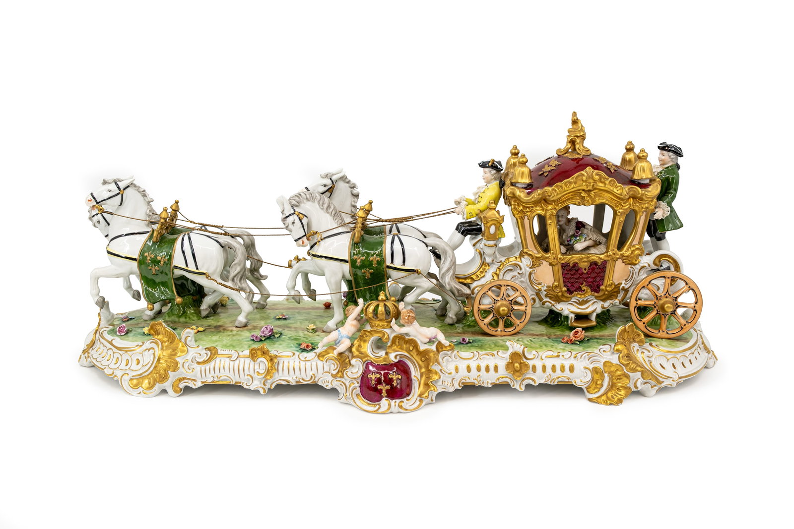 A large German Saxony Unterweissbach Rococo style glazed porcelain figural group (1 of 15)