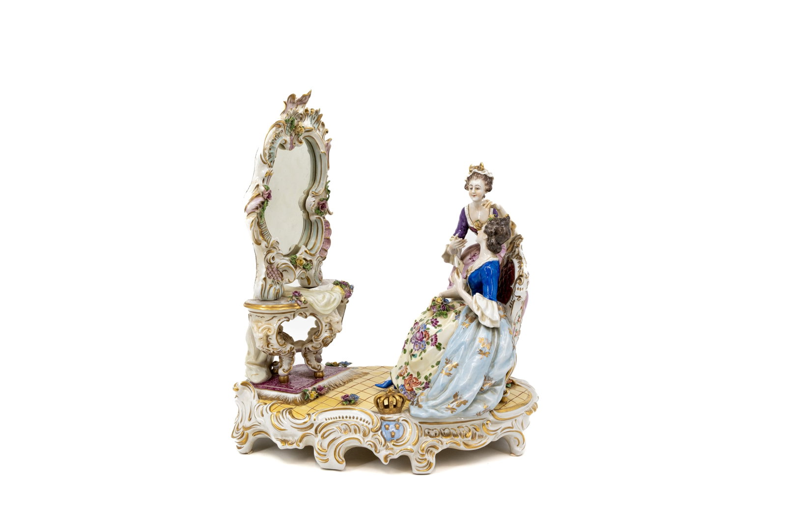 A large German Volkstedt rococo style figural porcelain group (1 of 9)