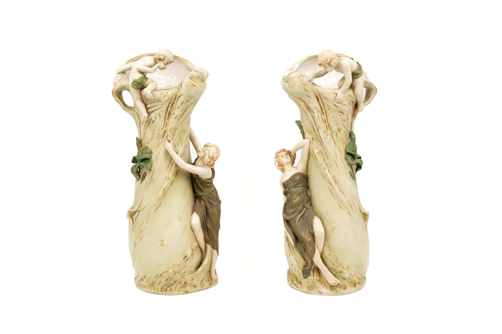 A pair of Bohemian Royal Dux porcelain vases: A pair of Bohemian Royal Dux porcelain vases. Marked and 20th Century. H: 41 cm