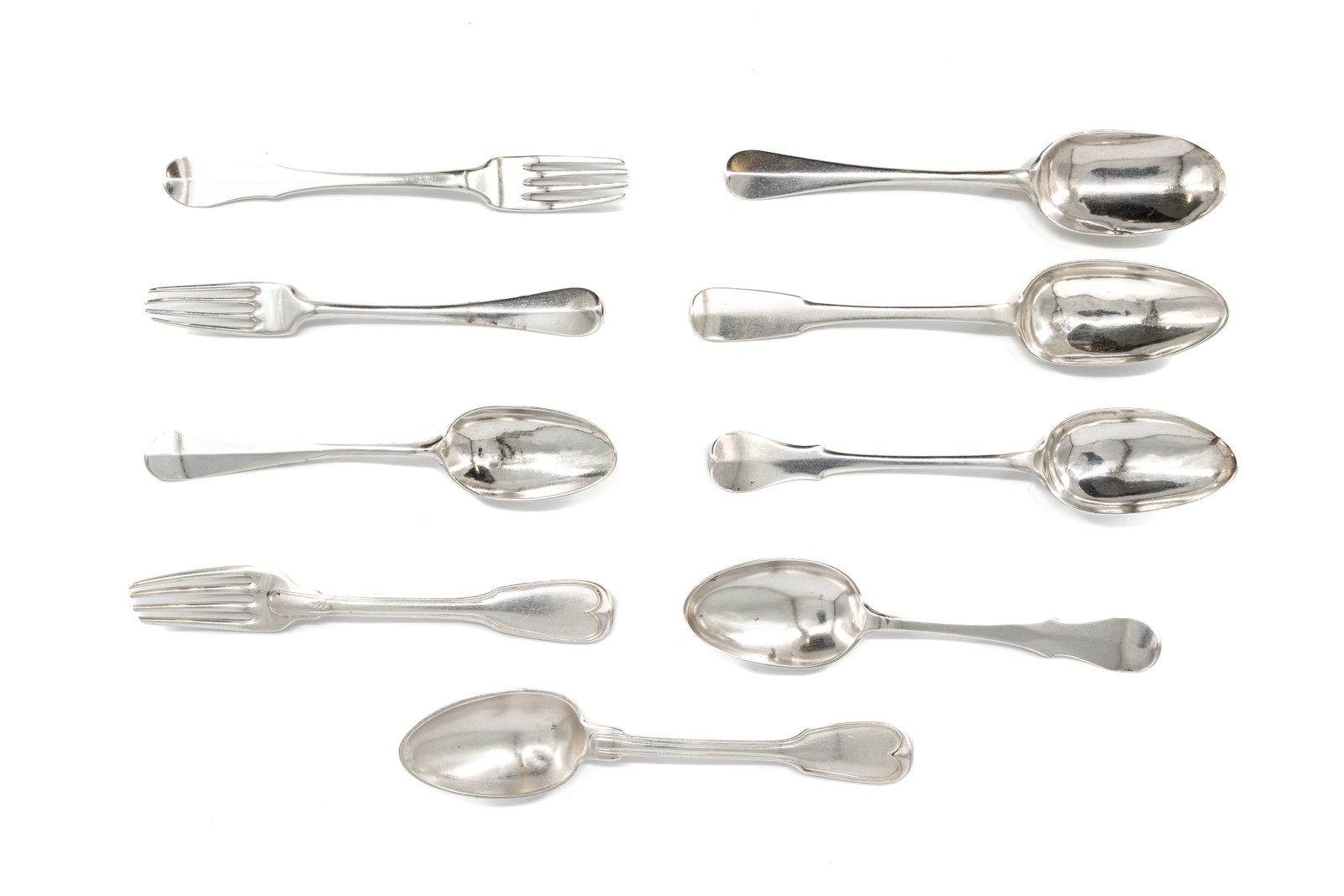 A composed lot of nine various antique French silver cutlery (1 of 6)