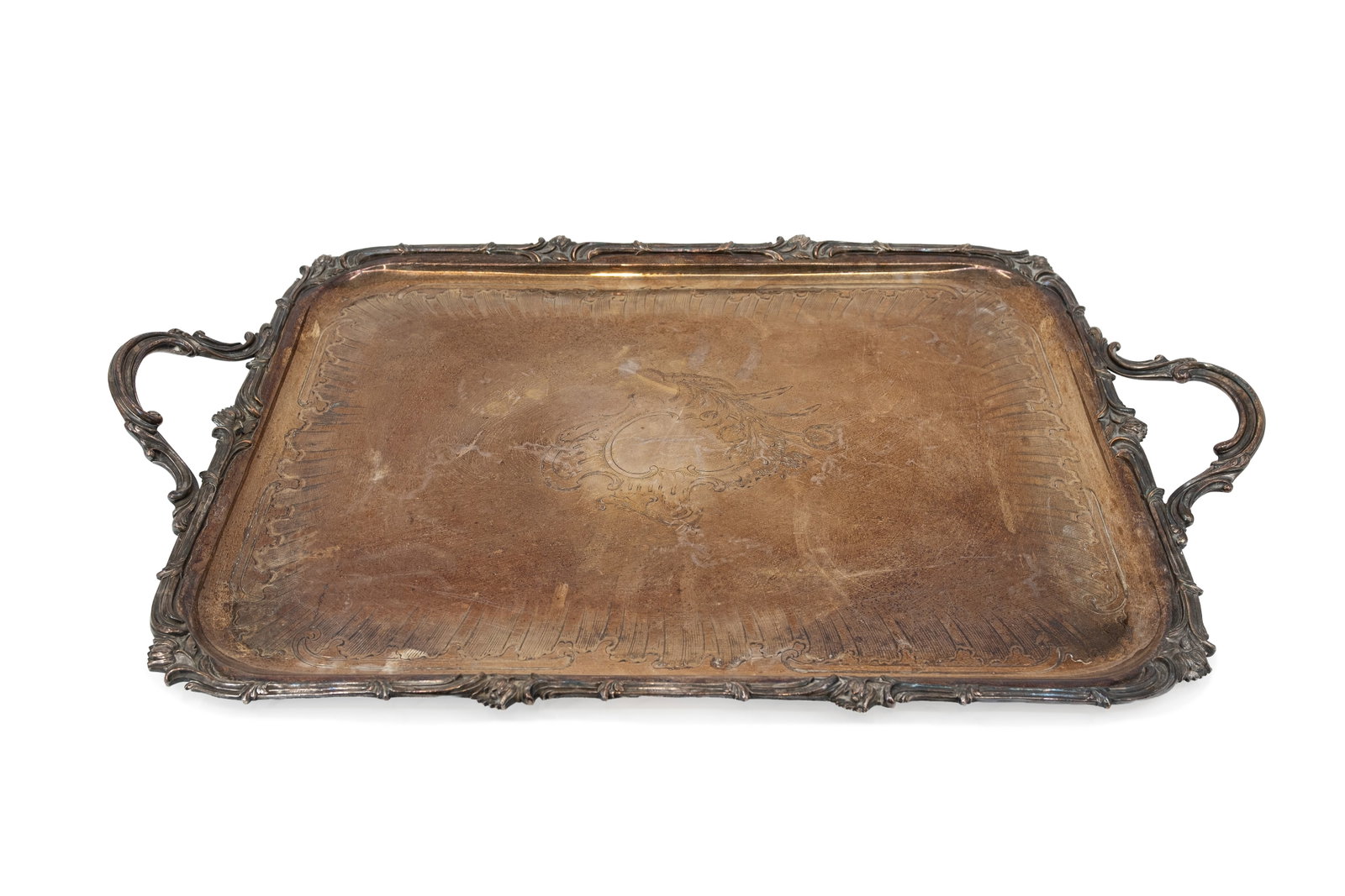 A large French Christofle Louis XV-style silver-plated repoussé tray (1 of 7)