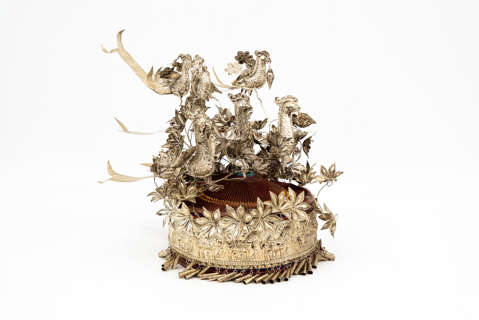 A decorative silver plated ceremonial Miao hat (1 of 11)