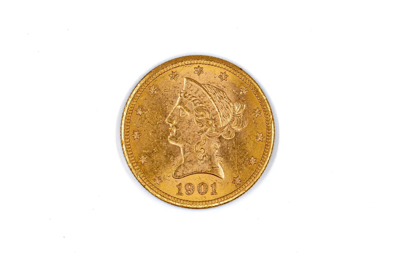 A United States gold 10 Dollars coin, Liberty Head type, dated 1901 (1 of 2)