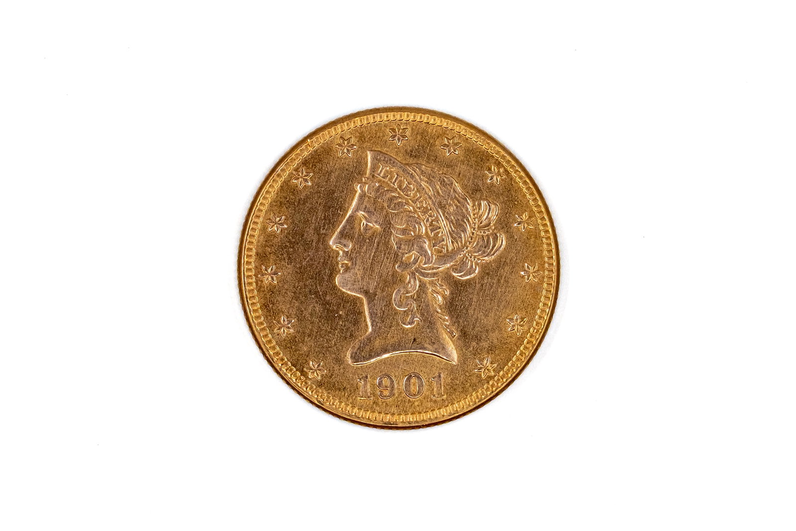 A United States gold 10 Dollars coin, Liberty Head type, dated 1901 (1 of 2)