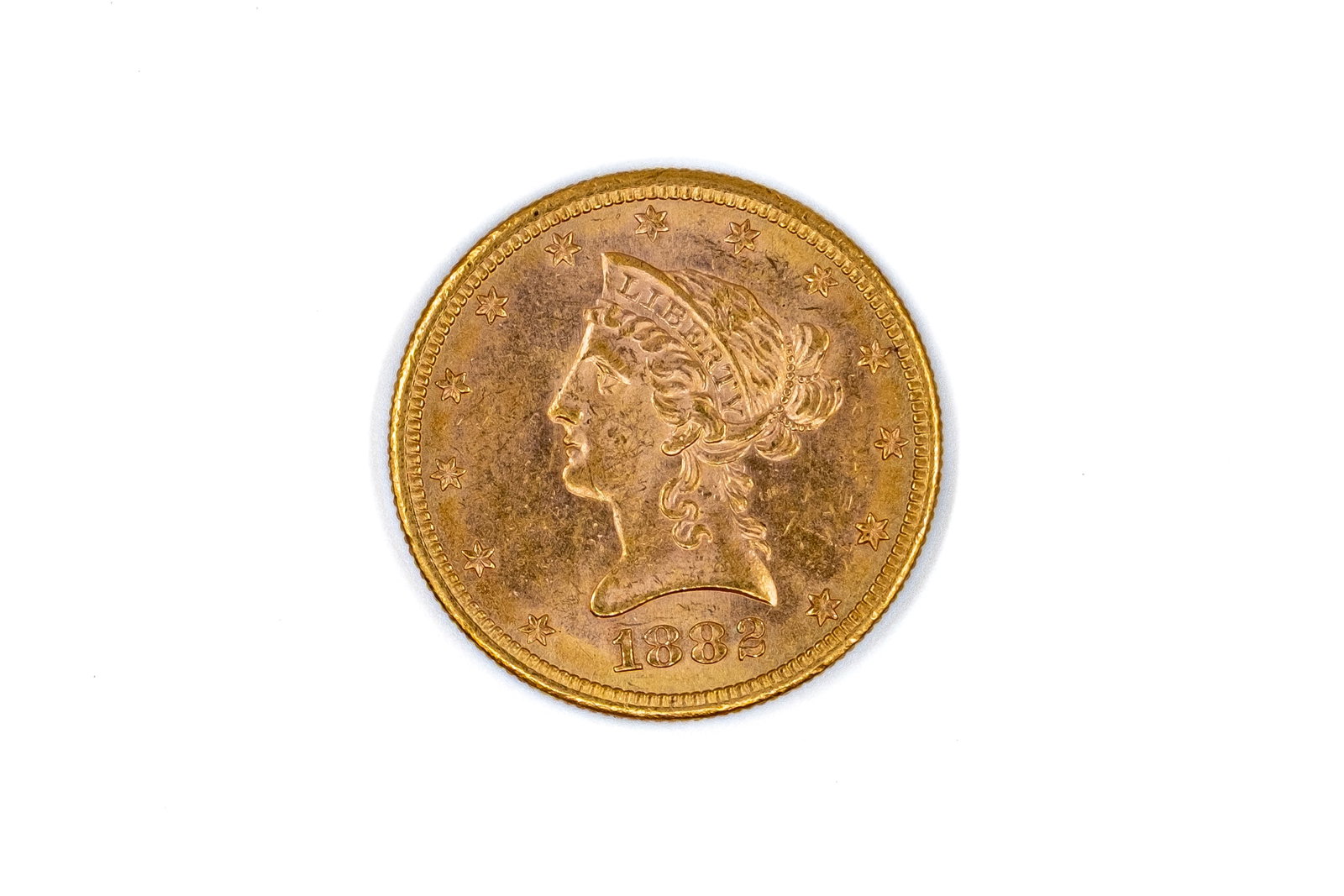 A United States gold 10 Dollars coin, Liberty Head type, dated 1882 (1 of 2)