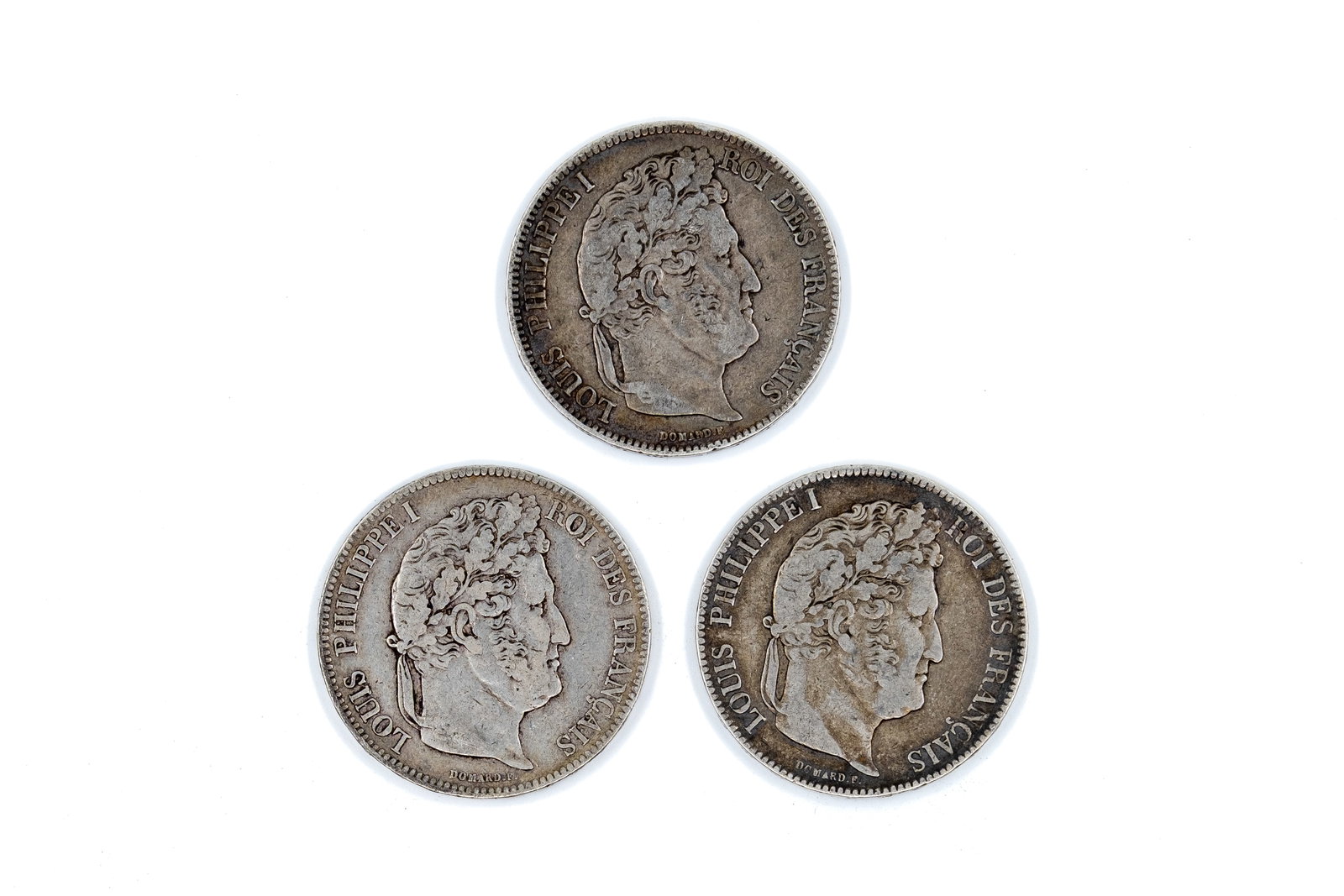 A lot of three French silver 5 Francs coins of Louis Philippe I (1 of 2)