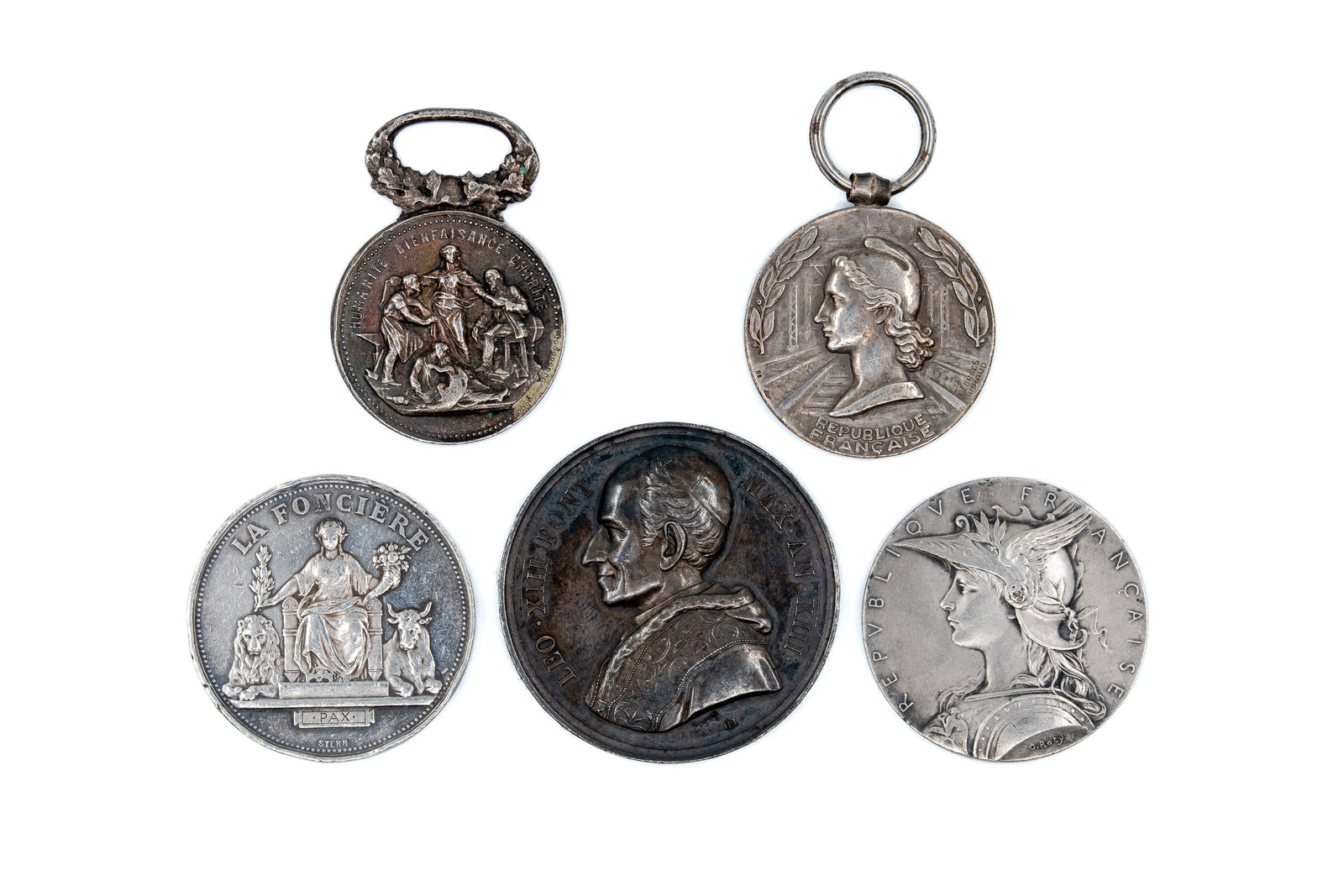 A lot of six French silver medals (1 of 2)