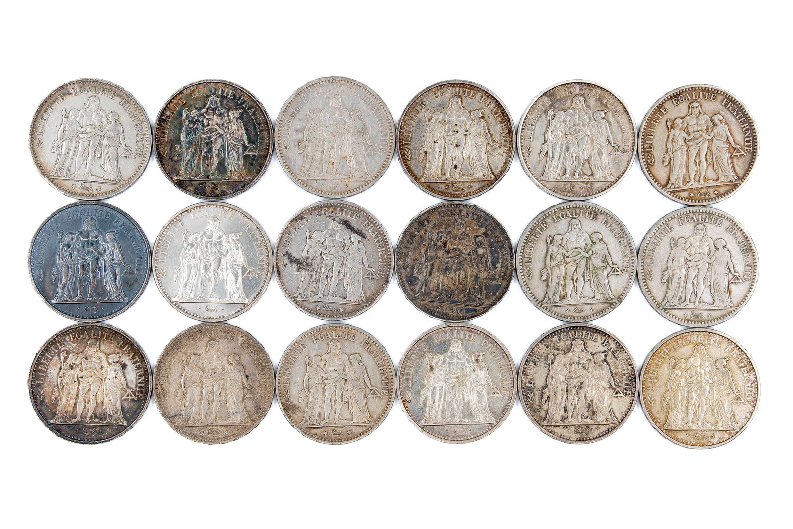 A lot of 18 French silver coins (1 of 2)