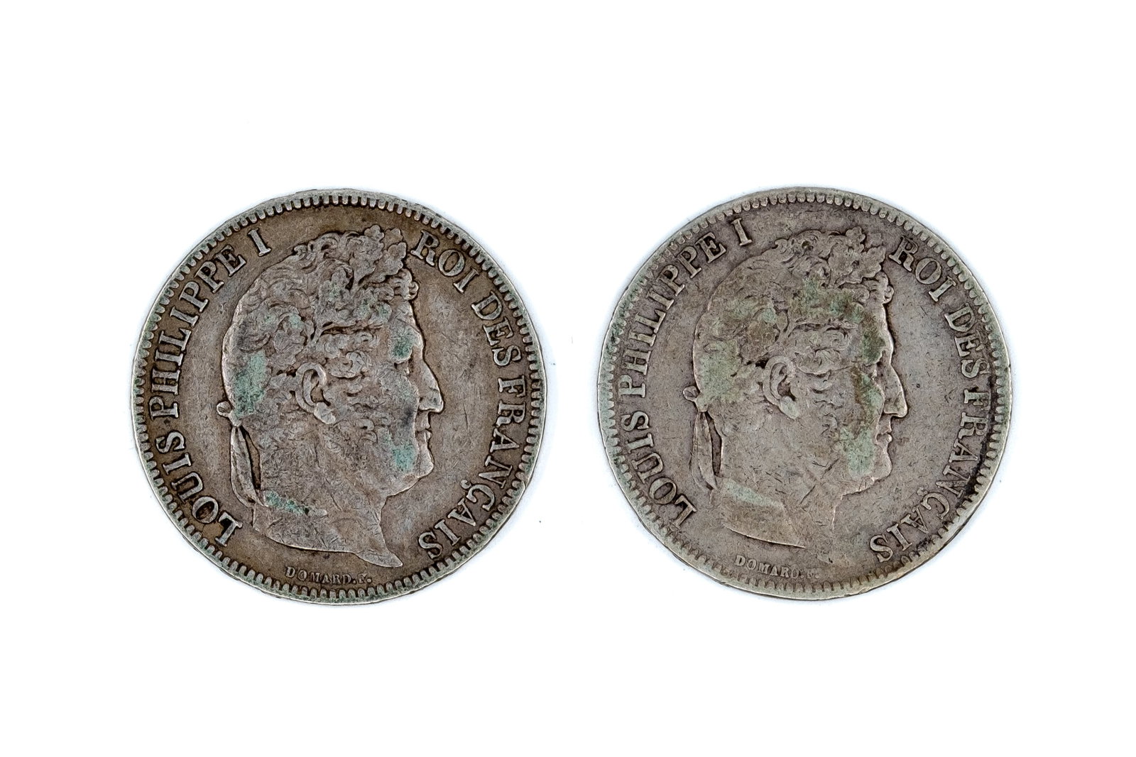 Lot of two French silver 5 Francs coins (Louis-Philippe I), dated 1831 (1 of 2)