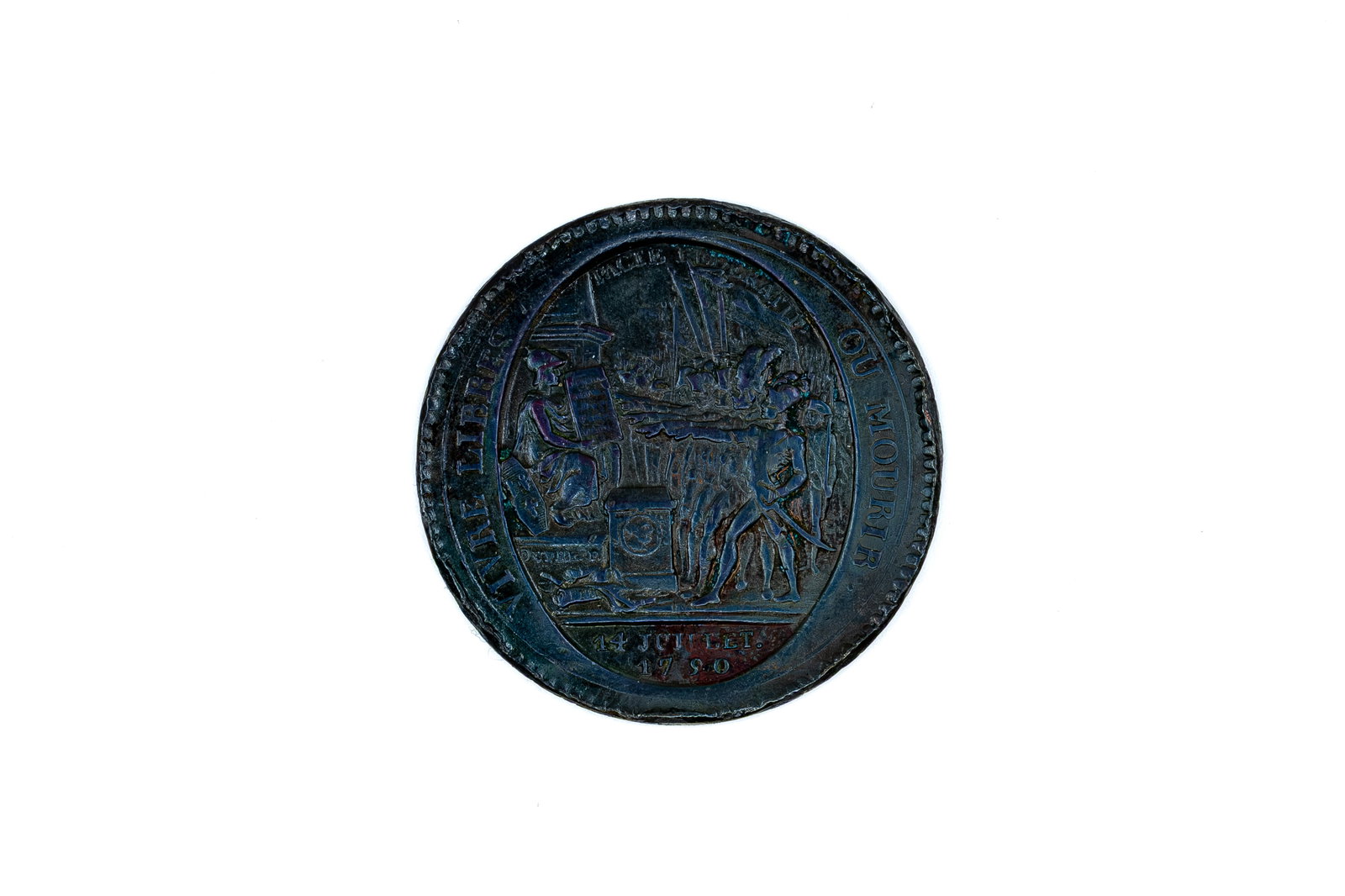 A French Revolutionary silver medal of the Monneron Frères: A French Revolutionary silver medal of the Monneron Frères. Dated 1790, featuring a Liberty-themed scene with inscription and a reverse with denomination and revolutionary text. Weight: 26,7g