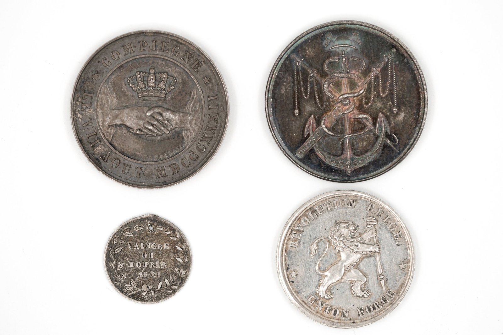 A lot of four commemorative medals, mainly Belgian and French, 19th century (1 of 2)