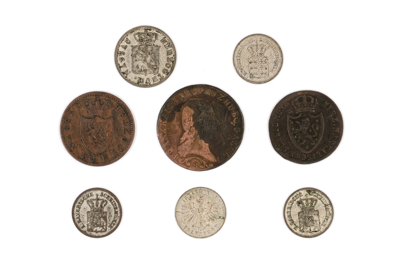 A lot of eight Austrian coins, 19th century (1 of 2)