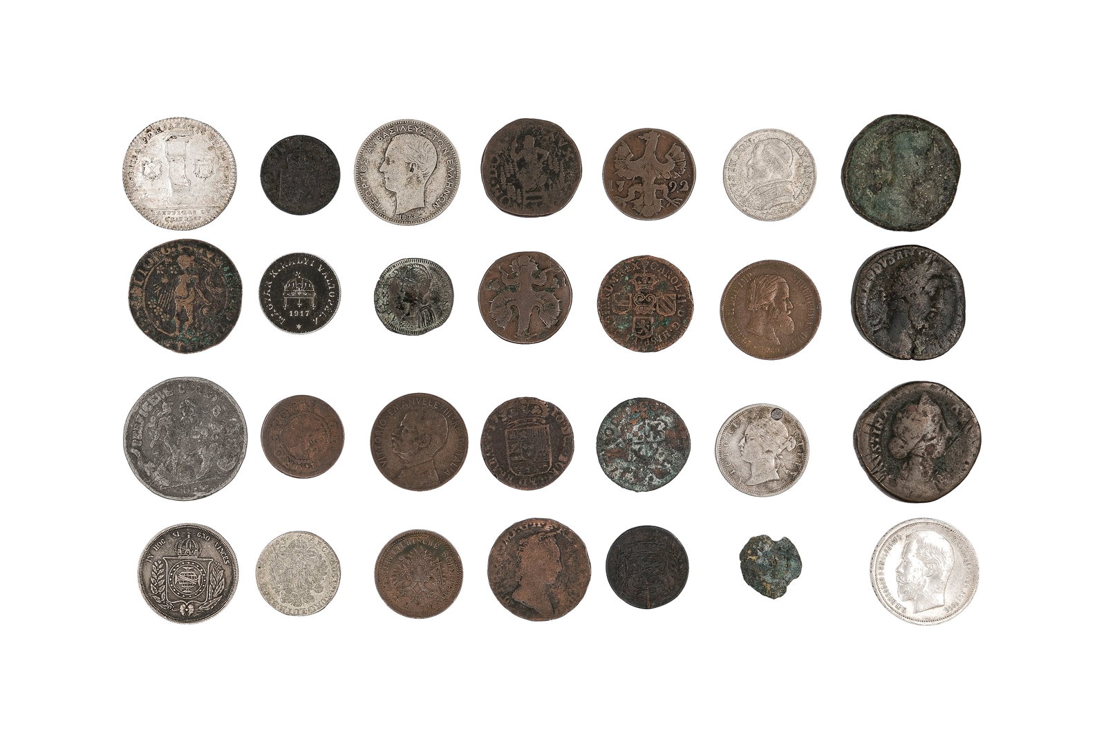 A lot of 26 mainly European coins in various metals (1 of 2)
