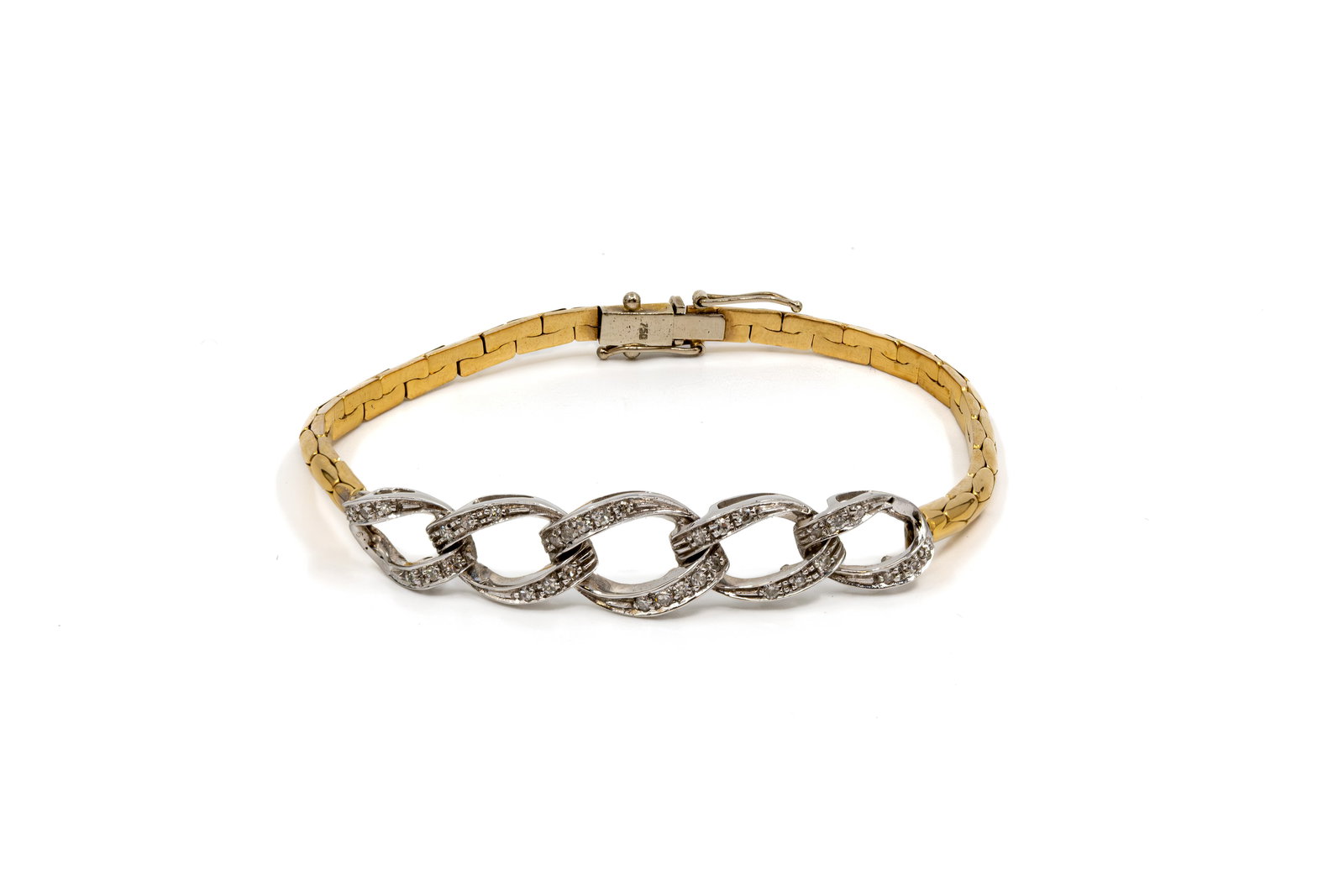 An 18k gold bracelet set with multiple small diamonds (1 of 4)