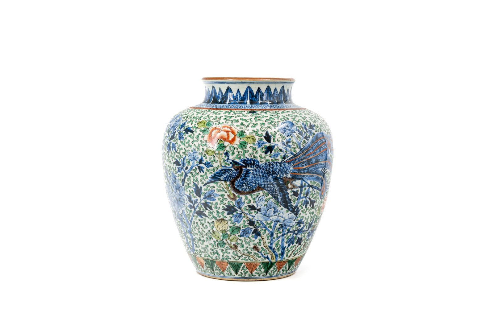 A Chinese Famille verte and blue and white Wucai decorated porcelain vase (1 of 10)