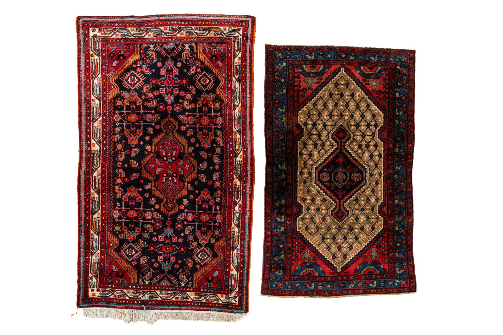 A composed lot of two antique Oriental hand-knotted wool carpets (1 of 11)