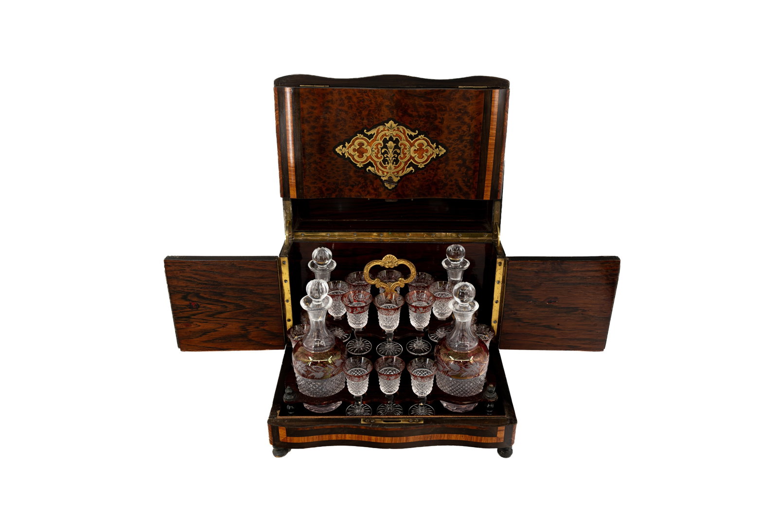 An antique Napoleon III wooden Tantalus liquor cabinet (1 of 9)