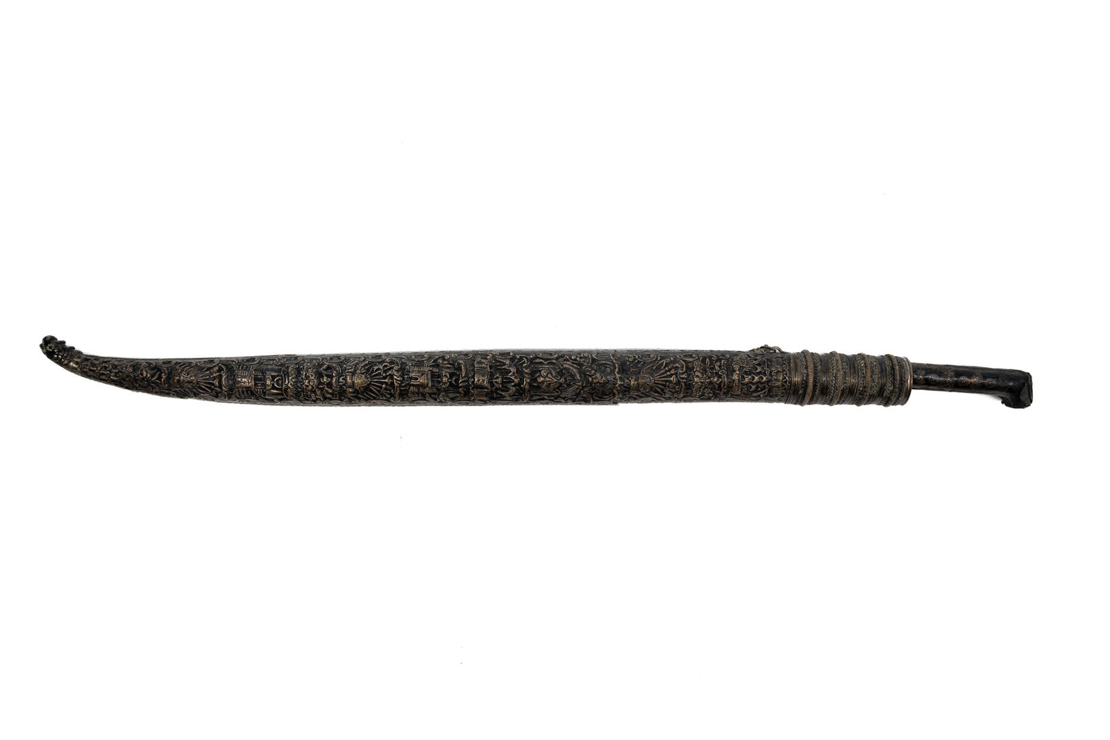 An antique Turkish Ottoman Yatagan oriental richly decorated silver sword (1 of 16)
