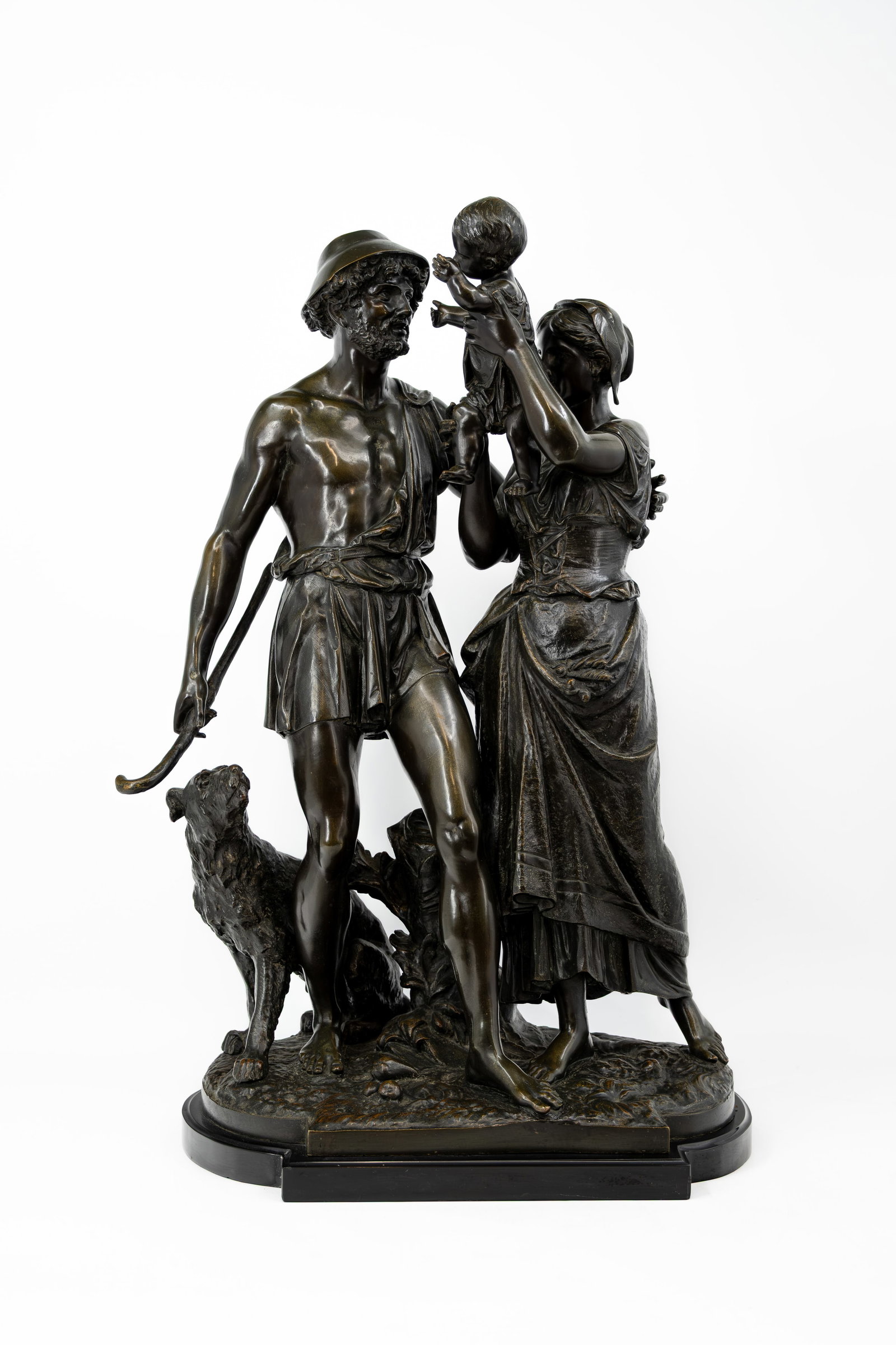 Jean Jules SALMSON (1823-1902) "La Famille De Paysans". An antique patinated bronze sculpture group (1 of 9)