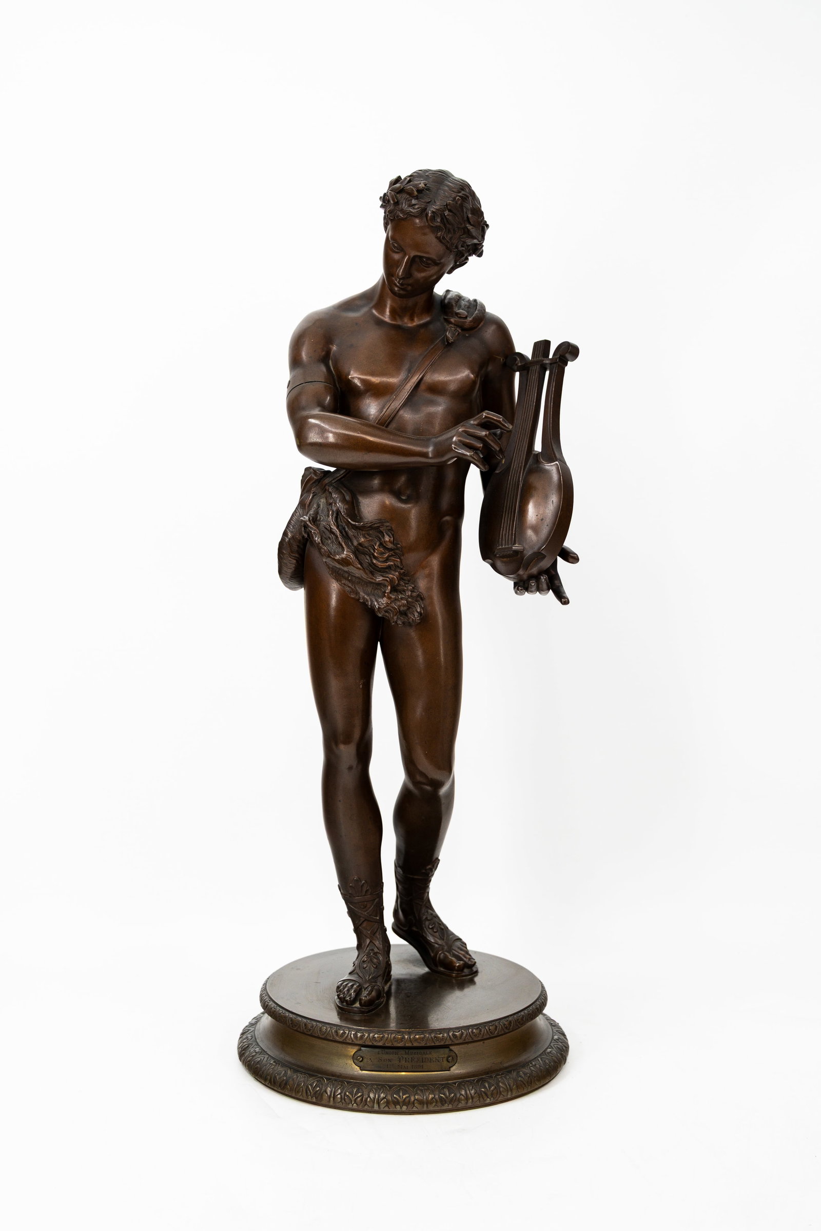Georges MATTES (1890-1894) After. "Orpheus". An antique patinated bronze sculpture (1 of 9)