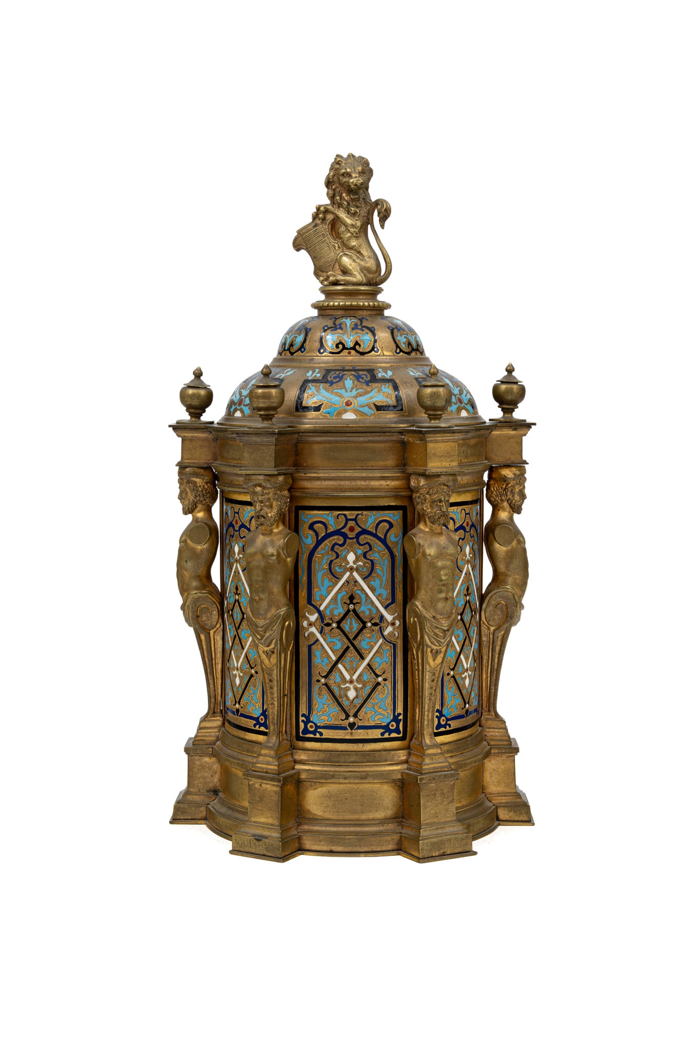 An antique Neo-Renaissance gilt bronze and champlevé enamel covered jar (1 of 11)