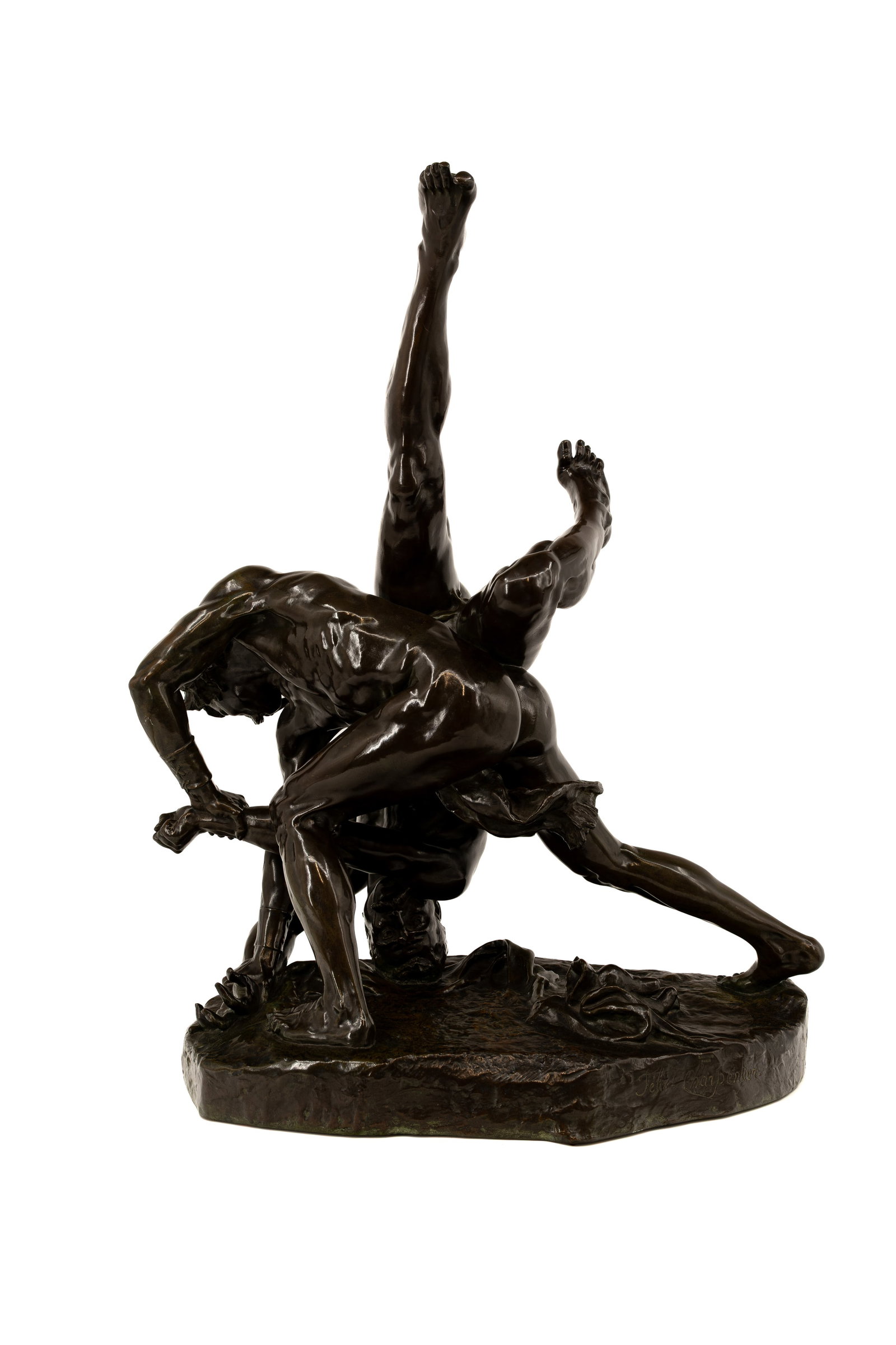 Félix CHARPENTIER (1858-1924) "Les Lutteurs". An imposing and antique patinated bronze sculpture (1 of 11)
