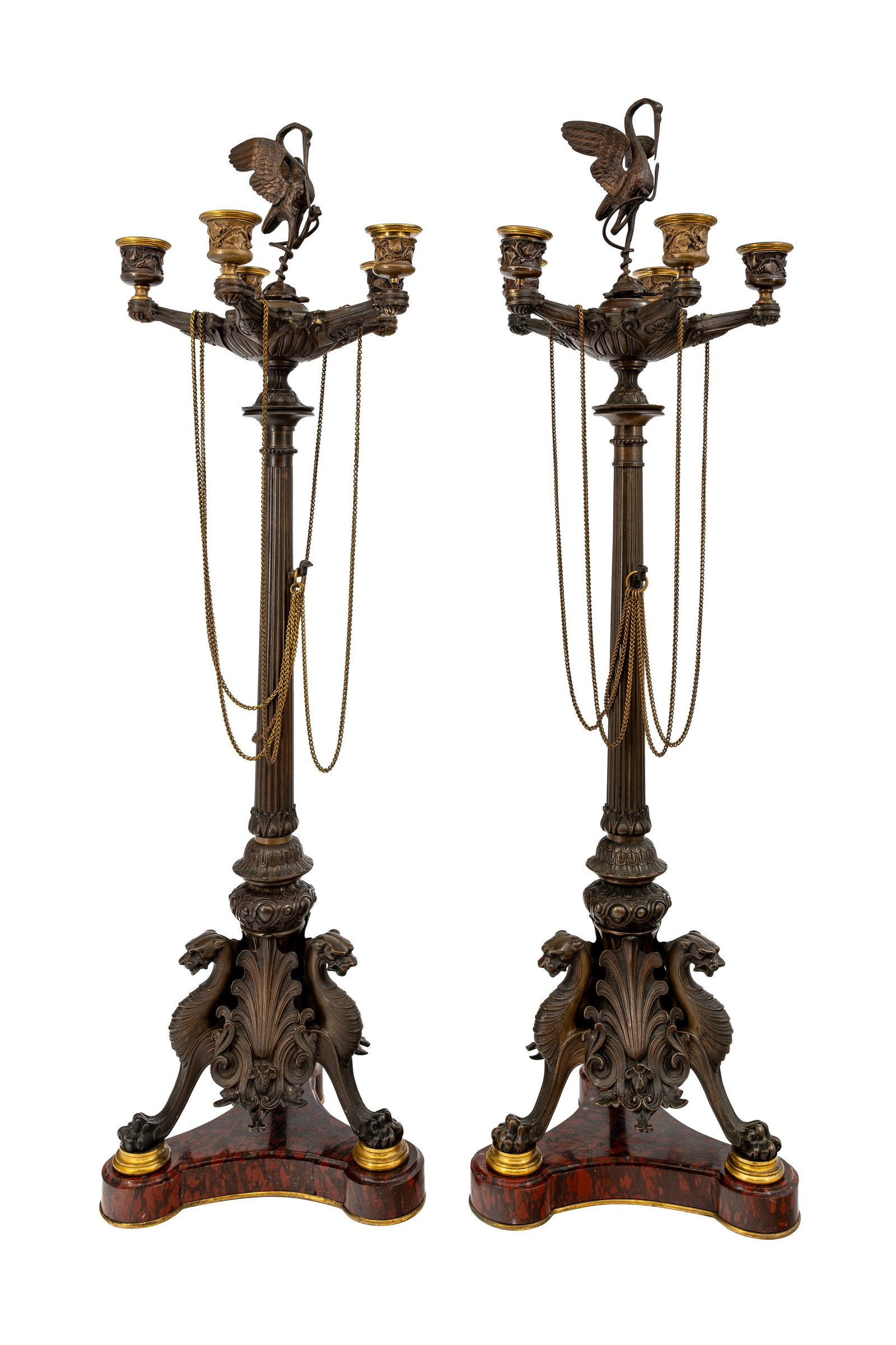A pair of large French Neoclassical gilt and patinated bronze candelabra (1 of 11)