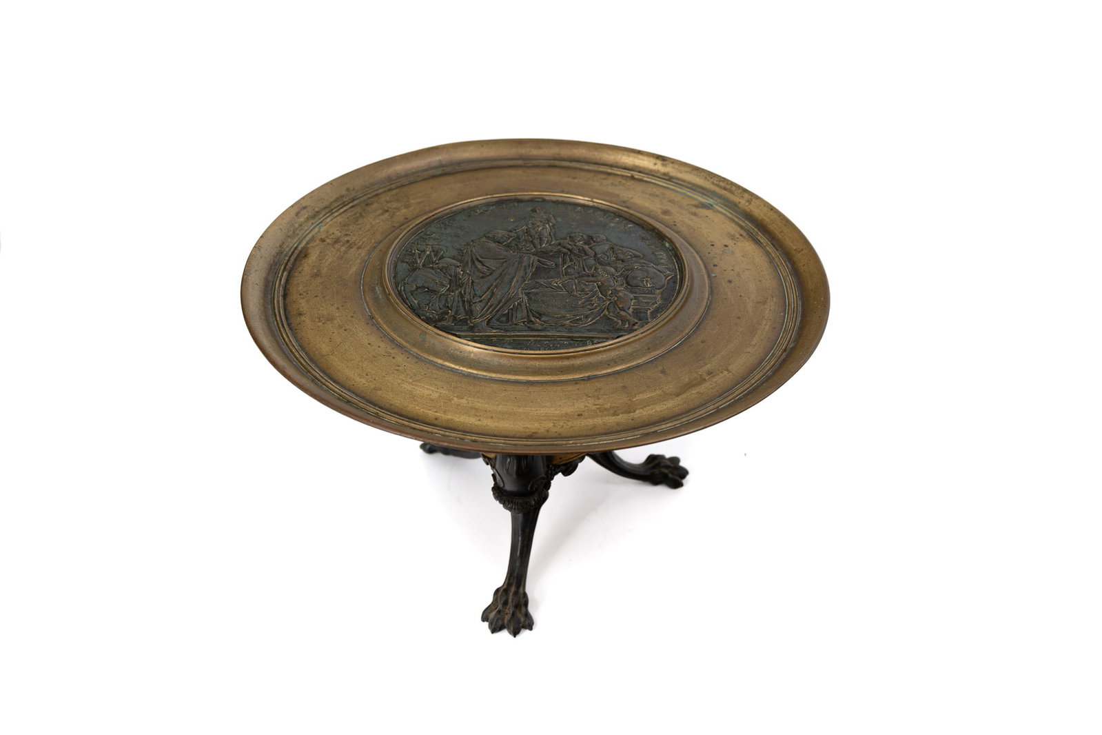 Emile PICAULT (1833-1915) A French patinated and decorated bronze tripod footed tazza (1 of 9)