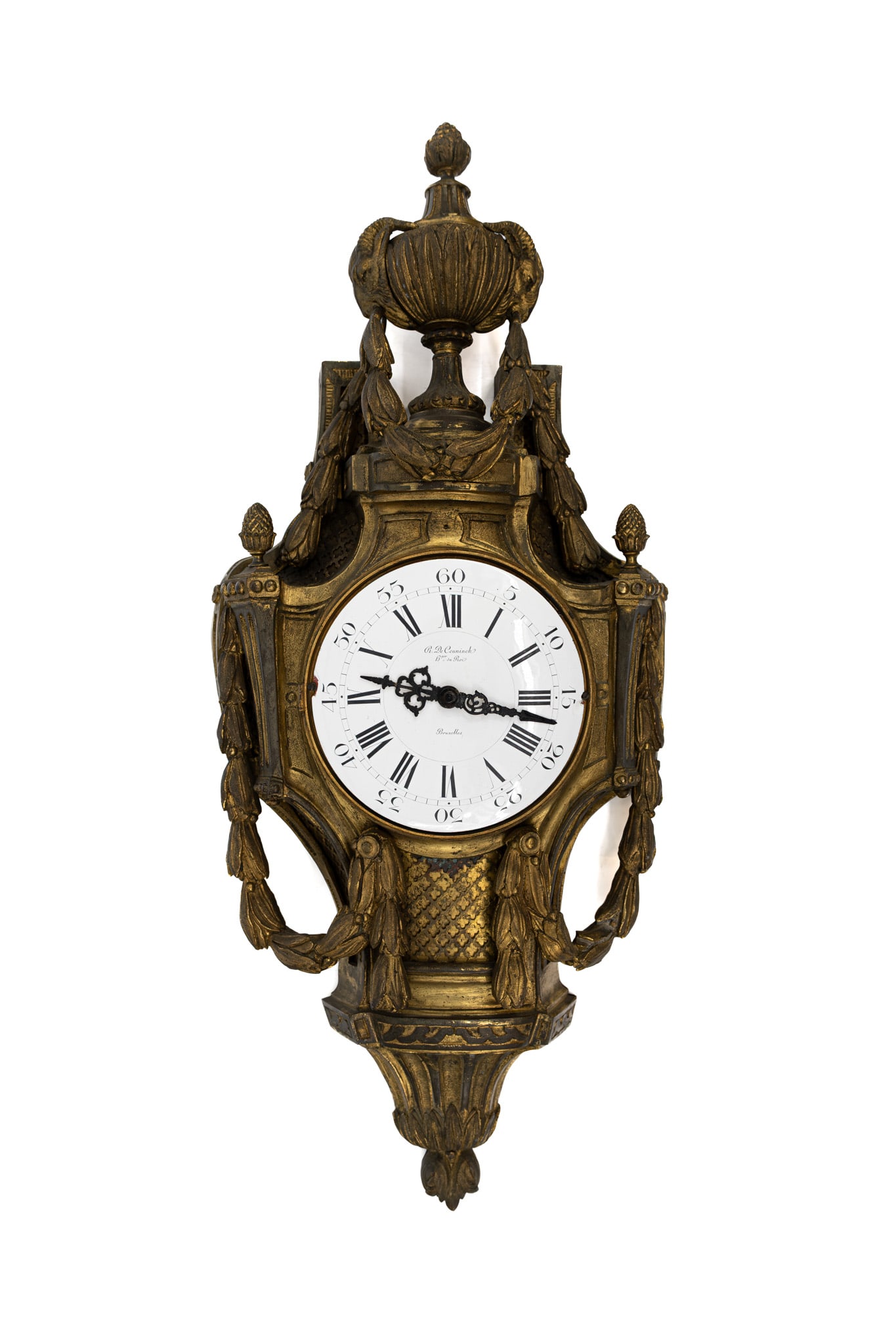 An antique Louis XVI style gilt bronze wall cartel clock (1 of 7)