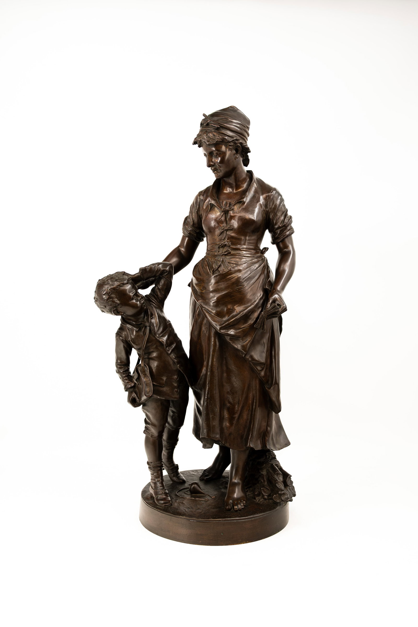 Jean-Louis GRÉGOIRE (1840-1890) "Reprymenda". An antique patinated bronze sculpture (1 of 9)