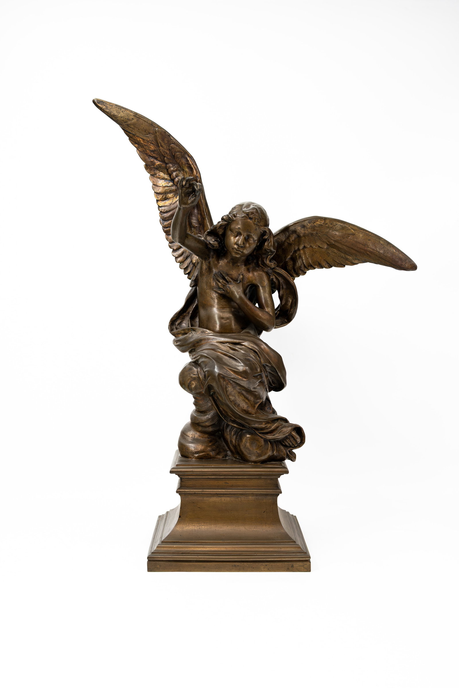 Jules LAGAE (1862-1931) "L'ange du foyer". A large and antique Belgian patinated bronze sculpture (1 of 8)