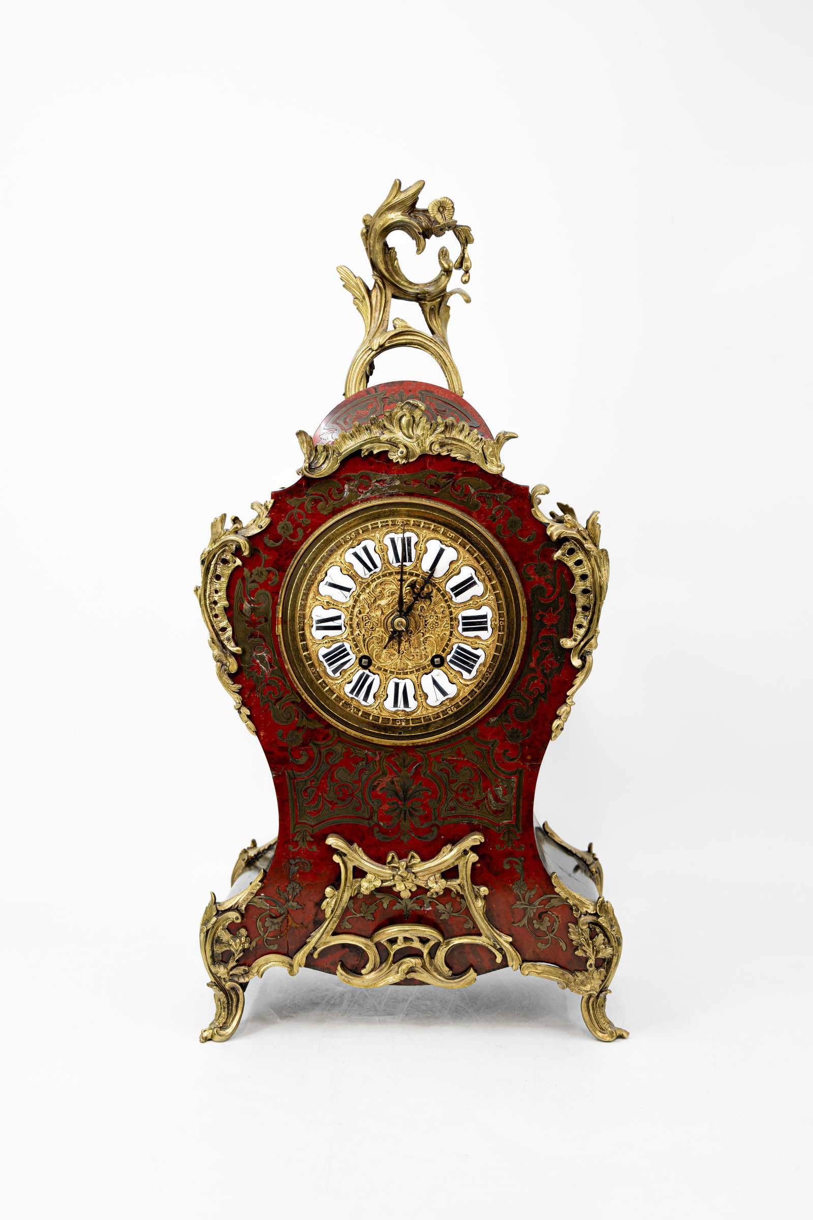 A French Napoleon III wooden cartel clock with boulle style inlay (1 of 12)