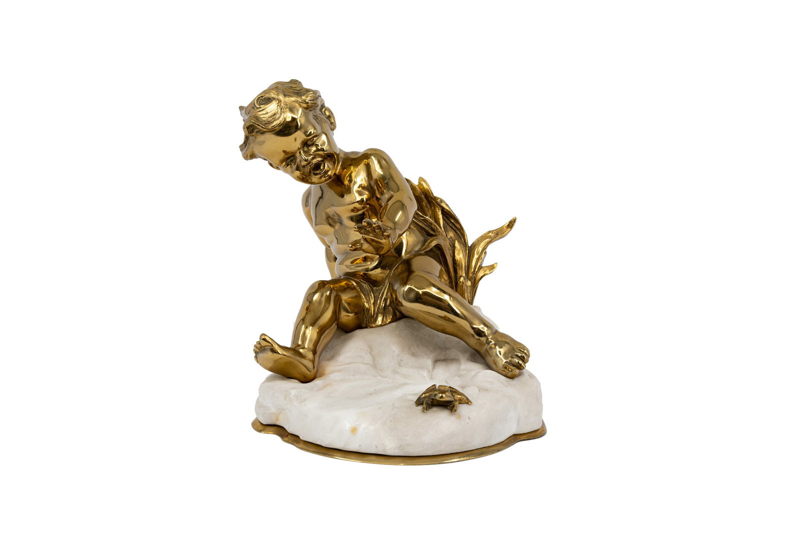 A charming antique gilt bronze and white marble mounted figural group (1 of 8)