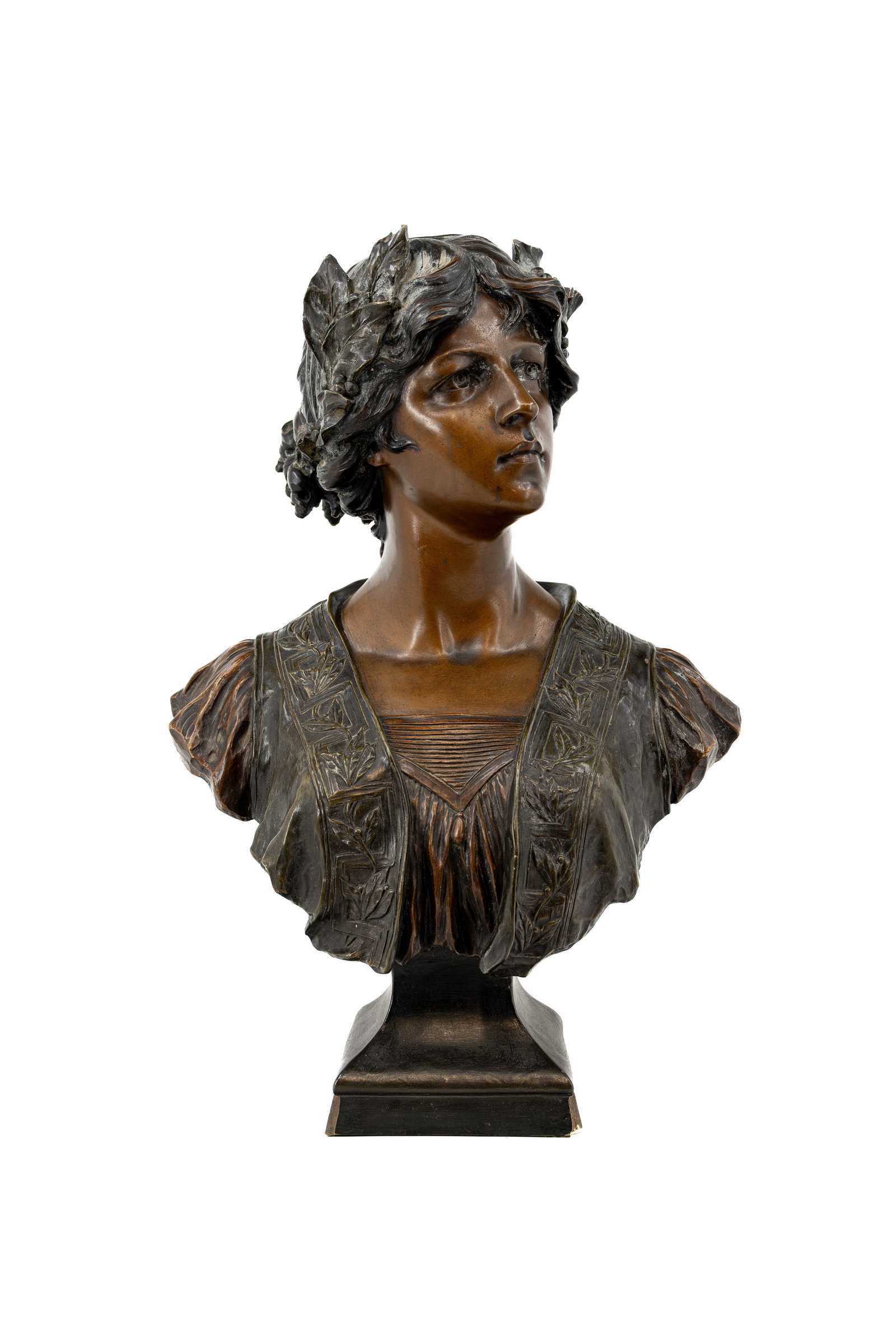 Gustave VAN VAERENBERGH (1873-1927) An antique patinated terra cotta figural bust (1 of 10)