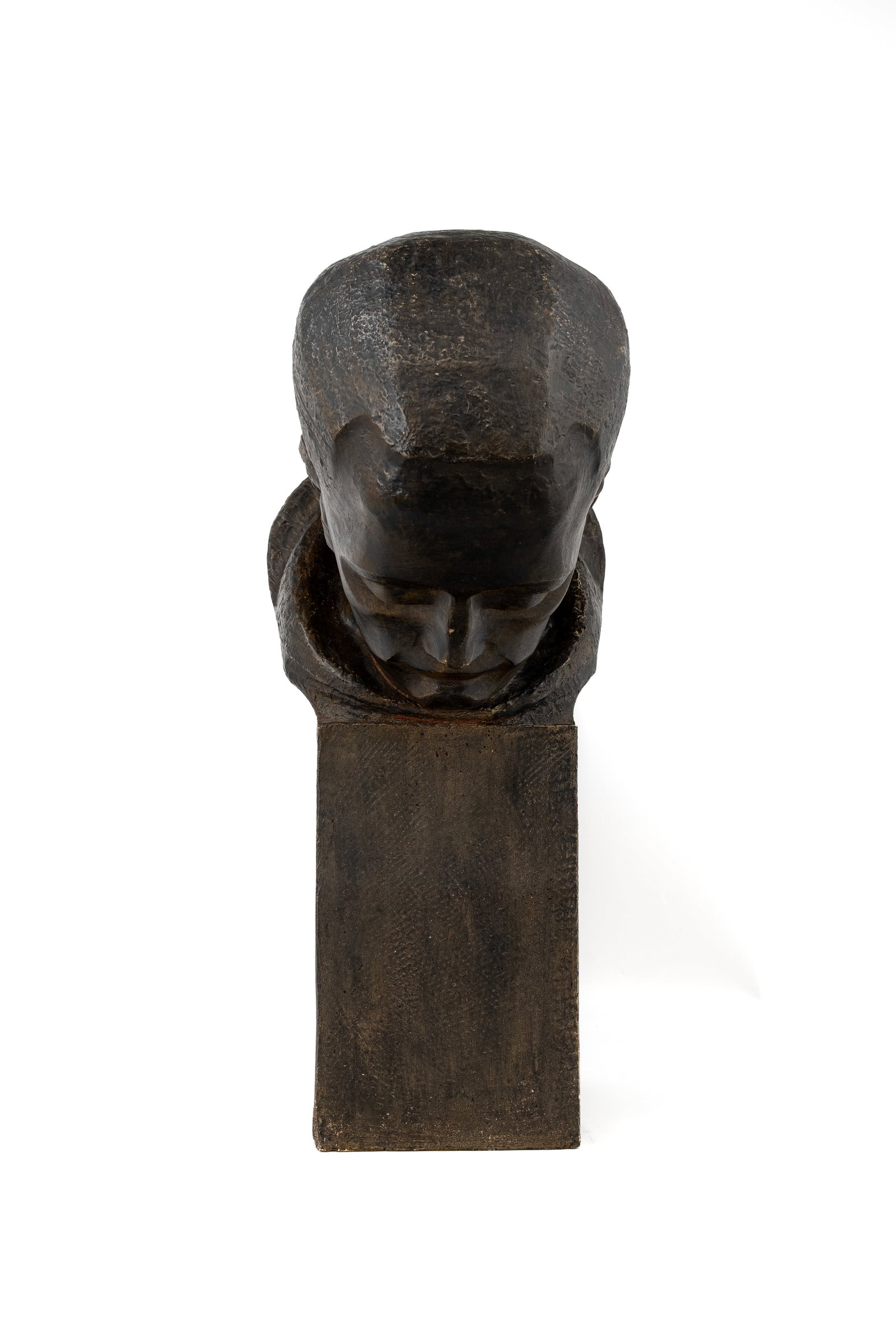 Andre TAECKENS (1906-1965) A Belgian figural patinated plaster bust sculpture of a man (1 of 9)