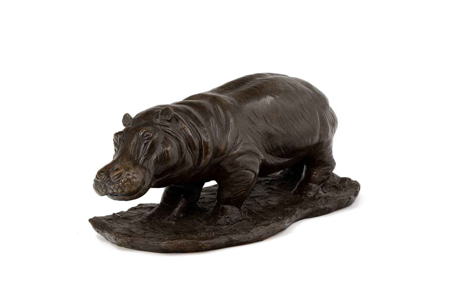 Georges COLLARD (1881-1961) A Belgian patinated bronze sculpture of a hippopotamus (1 of 9)