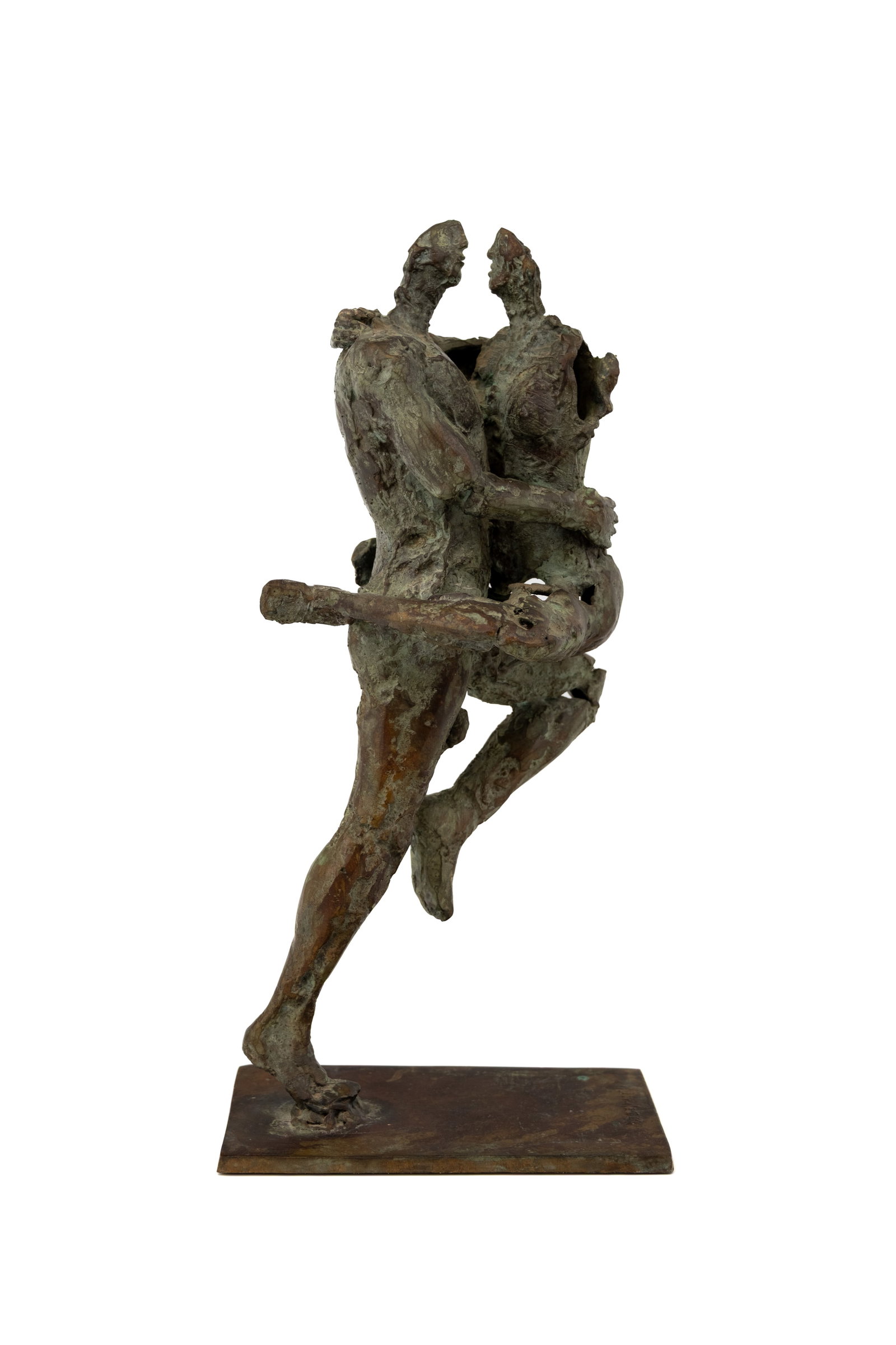 Jan DESMARETS (1961-) "Verbonden Koppel". A Belgian modernistic bronze sculpture: Jan DESMARETS (1961-) "Verbonden Koppel". A Belgian modernistic bronze sculpture of a dancing couple. Signed. H: 45 cm.