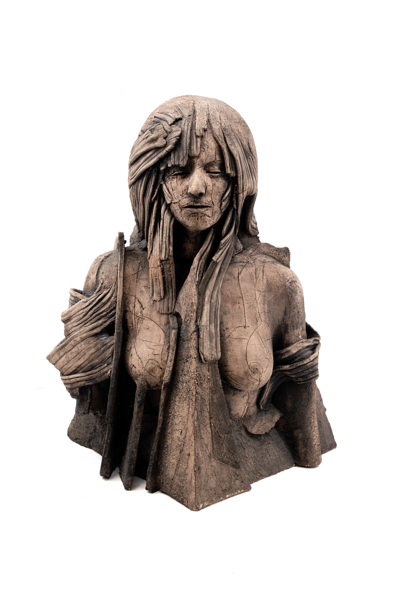 Bernard VANDENBERGHE (1951 - Gand) A large Belgian patinated terra cotta sculpture bust figure (1 of 8)