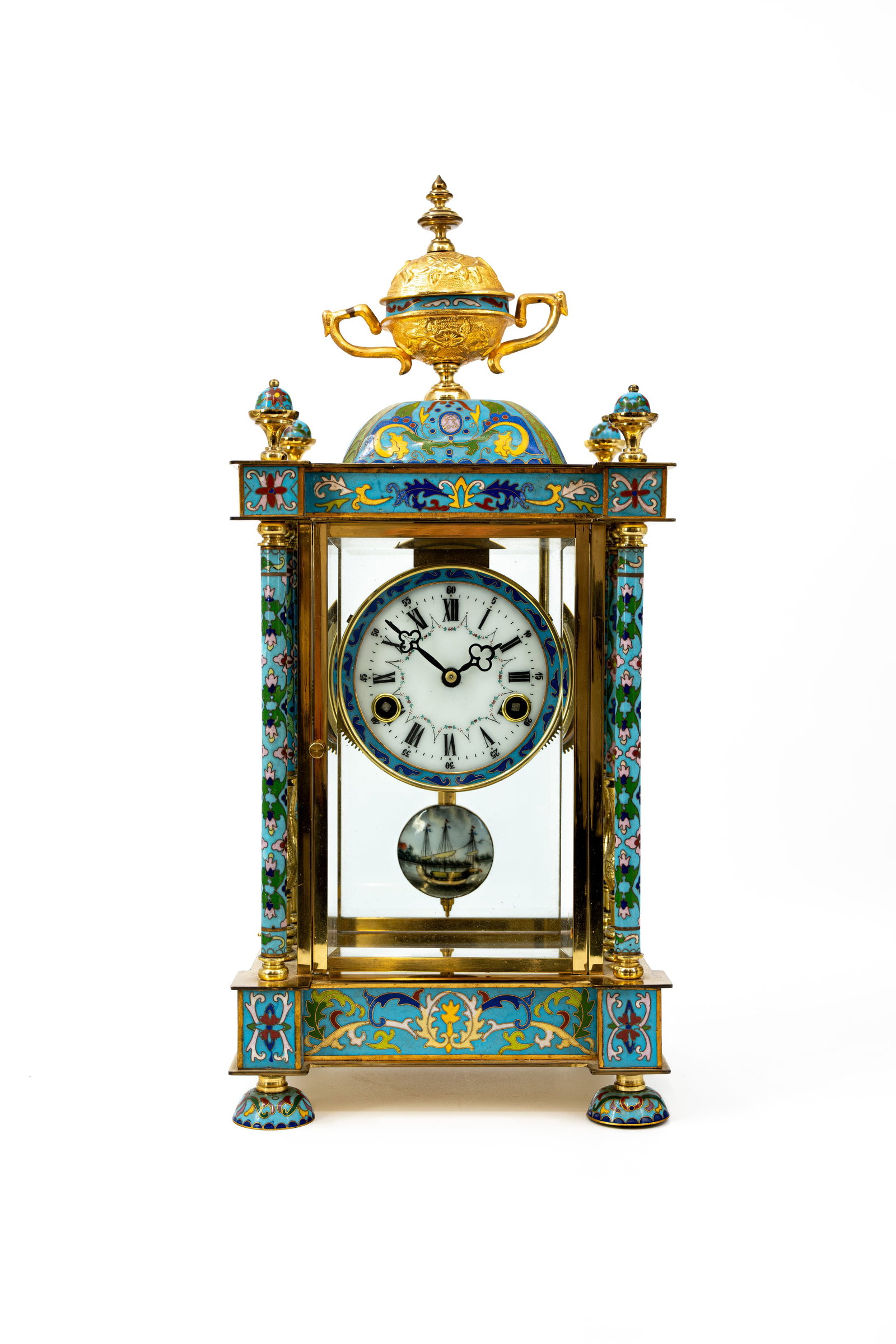 A 20th century Chinese cloisonne and gilt brass table clock (1 of 12)