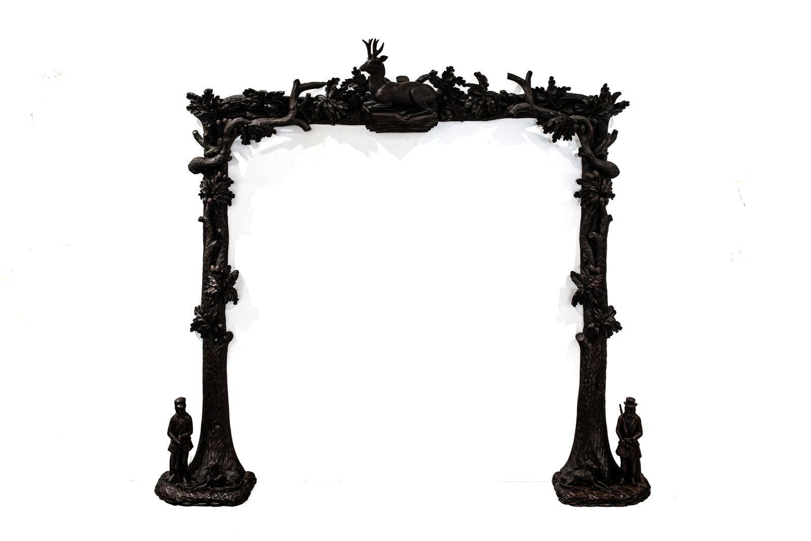 An exceptional and large antique German Black Forest finely decoarted carved wooden fireplace (1 of 20)