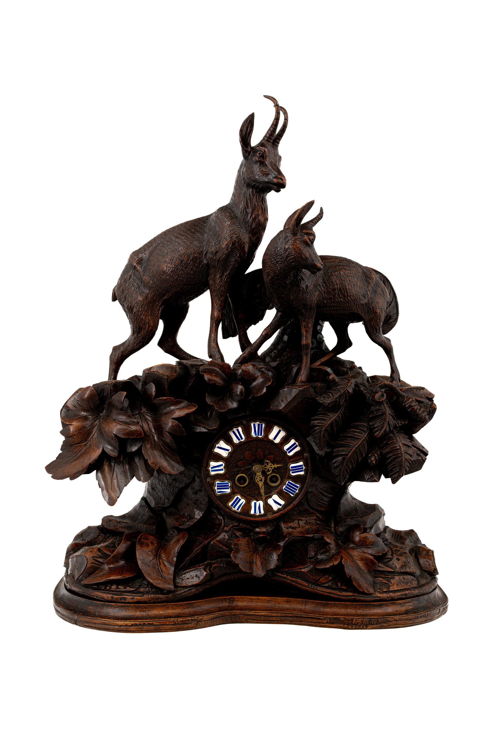 A large and antique German Black Forest carved wooden clock (1 of 8)