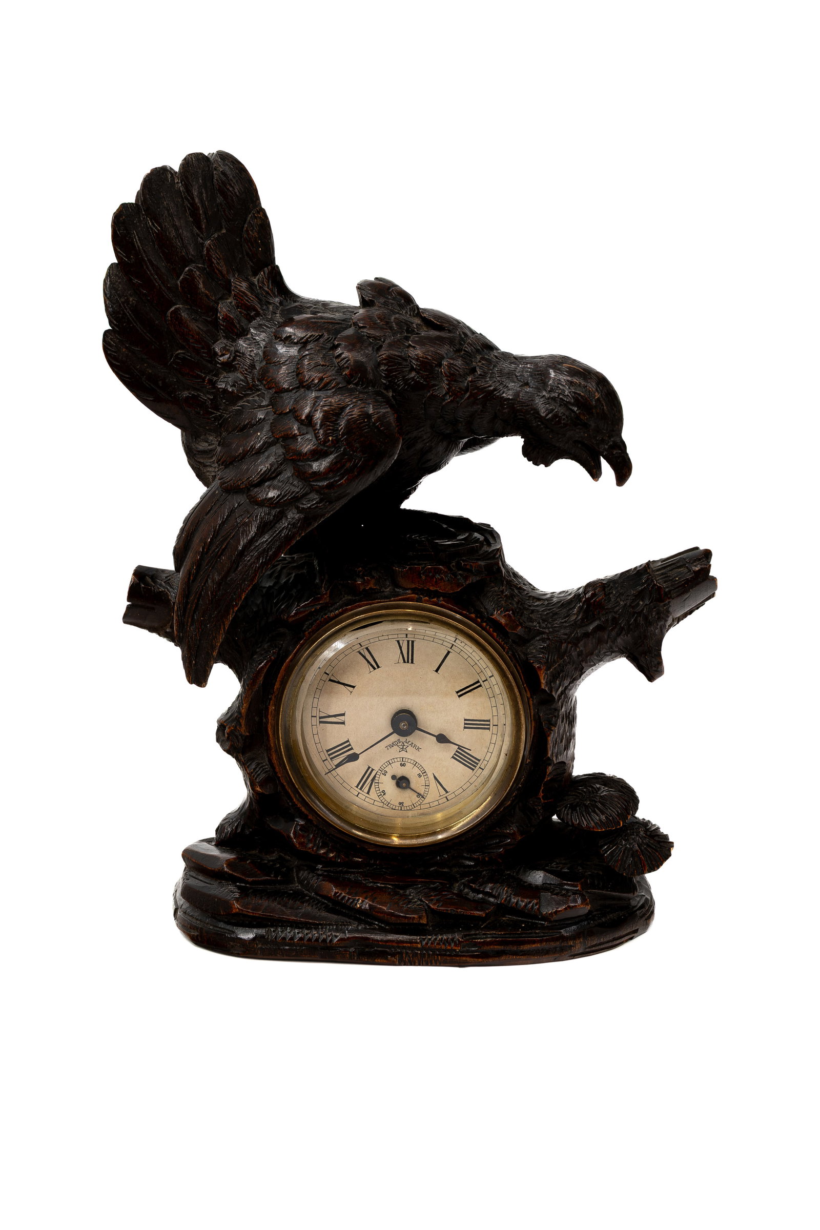 A antique German Black Forest carved wooden clock (1 of 8)