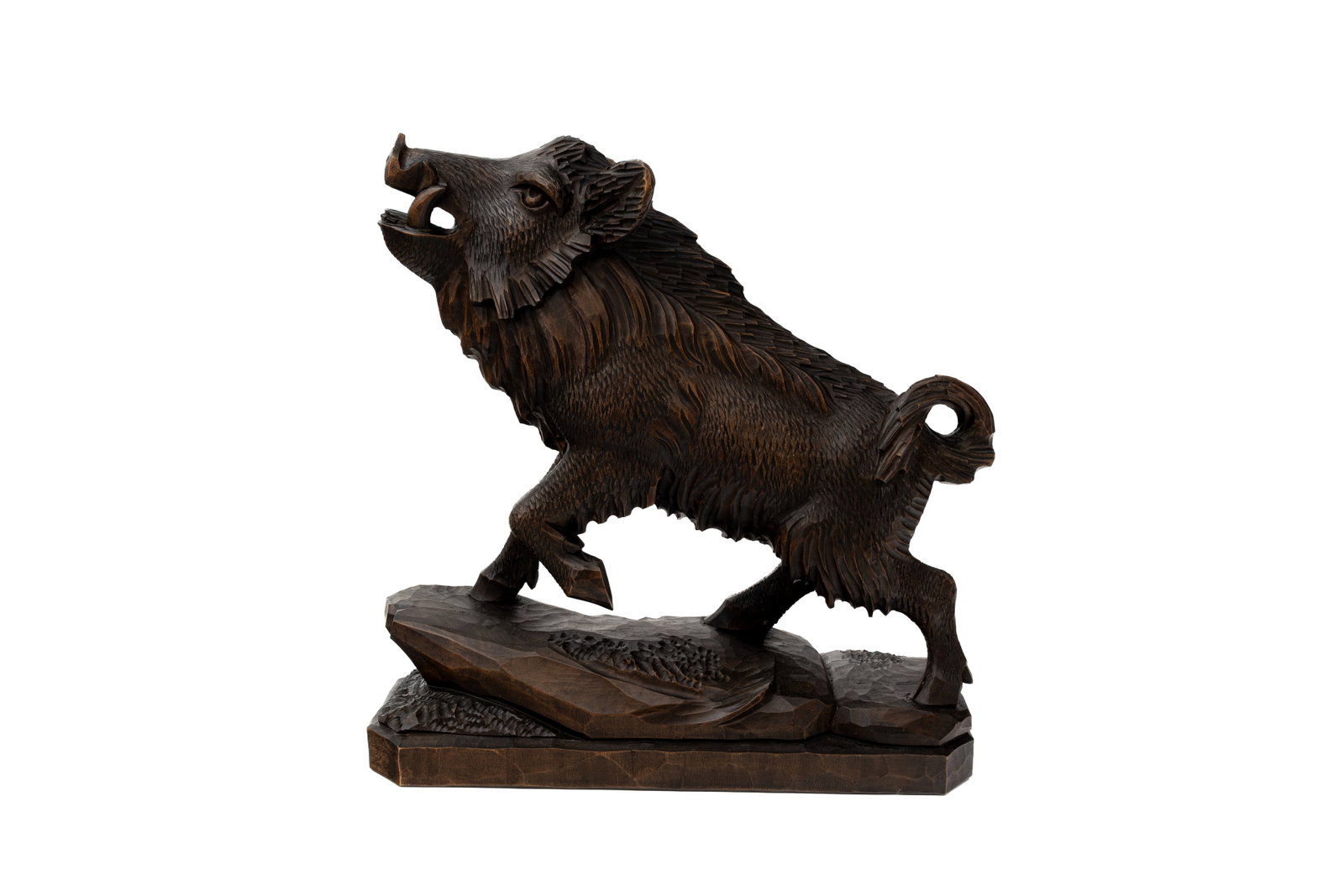 An antique German Black Forest carved wooden figure of a boar (1 of 8)